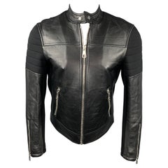 NEIL BARRETT Size XS Black Two Toned Viscose Zip Up Jacket