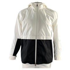 Veste coupe-vent NEIL BARRETT collection printemps-été 2021, taille XL, blanche et noire bicolore, en polyester