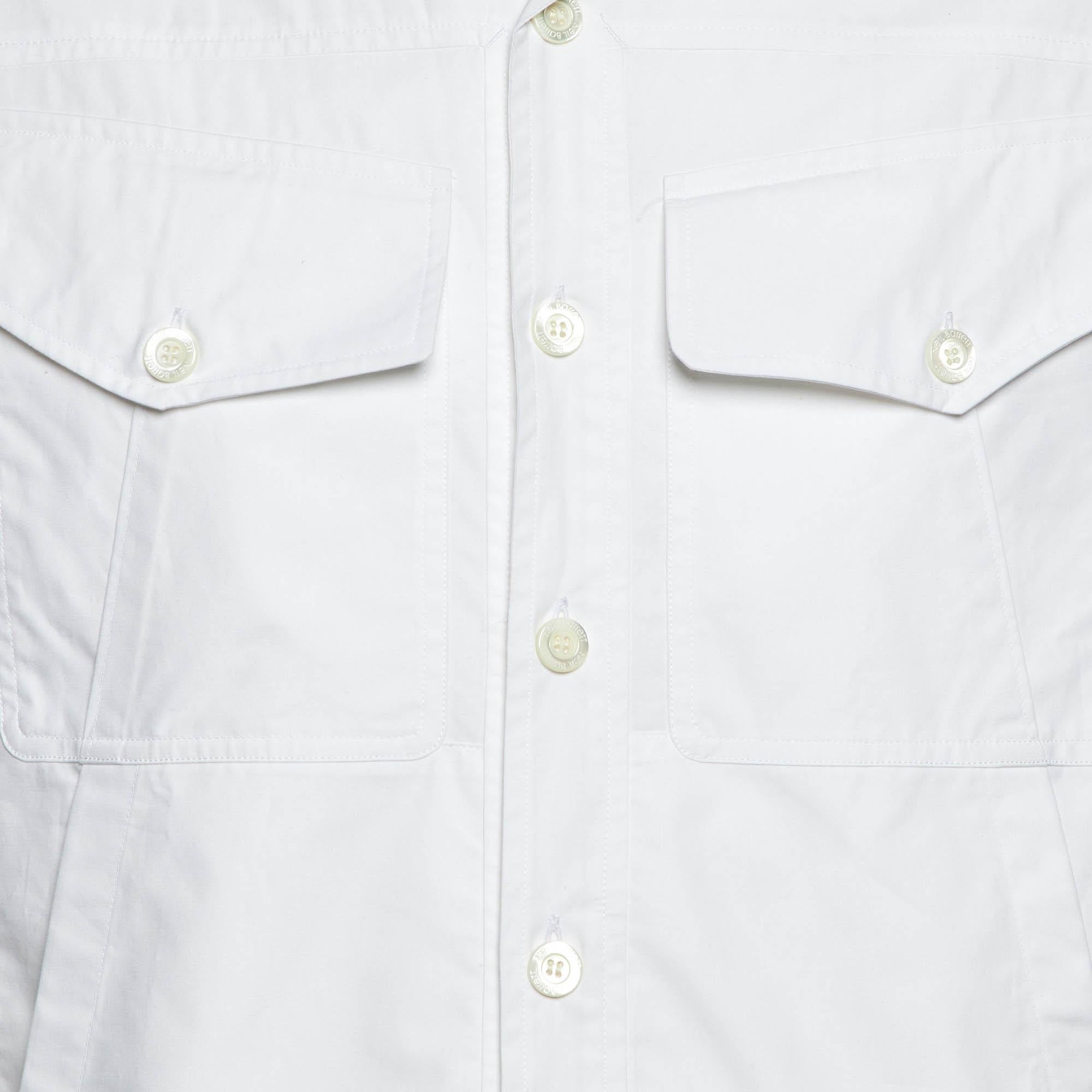 Gray Neil Barrett White Cotton Boxy Fit Short Sleeve Shirt S For Sale