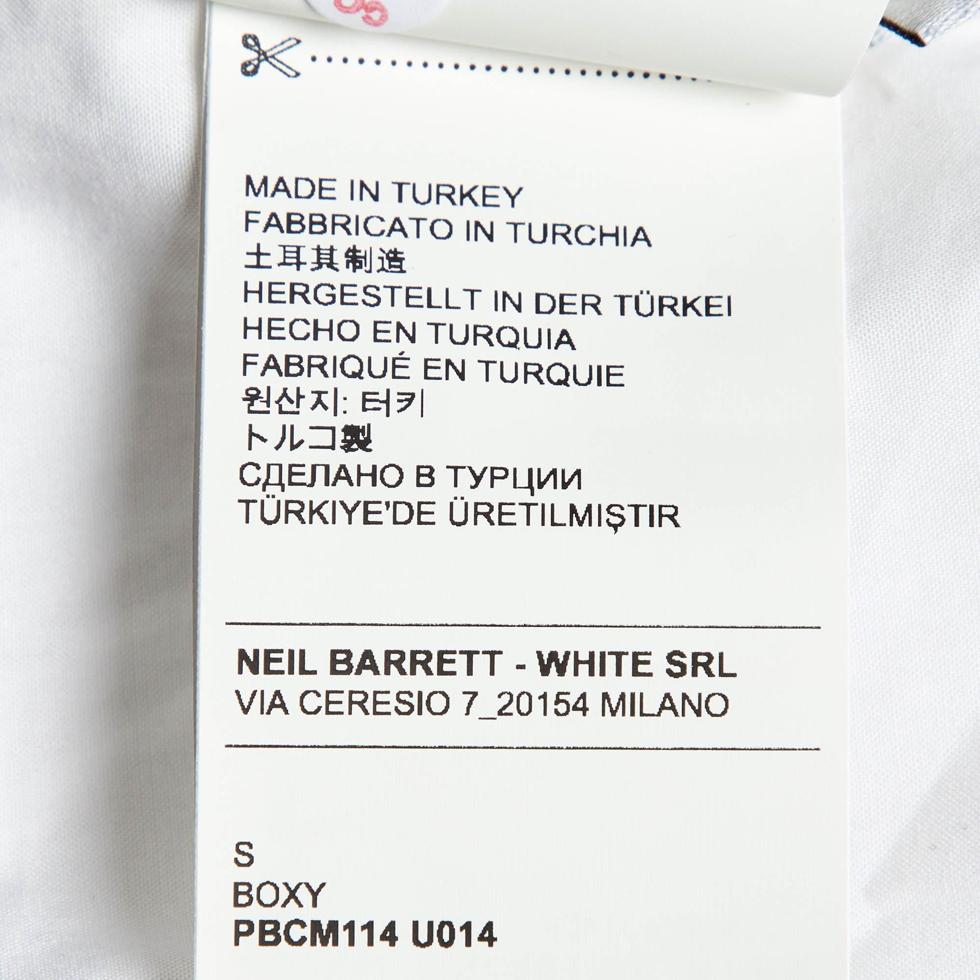Neil Barrett White Cotton Boxy Fit Short Sleeve Shirt S For Sale 2