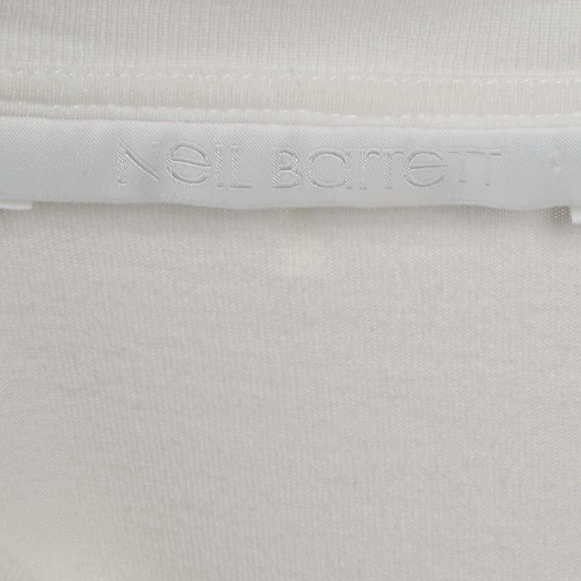 Neil Barrett White Cotton Knit and Cotton Blend T-Shirt M In Good Condition For Sale In Dubai, Al Qouz 2