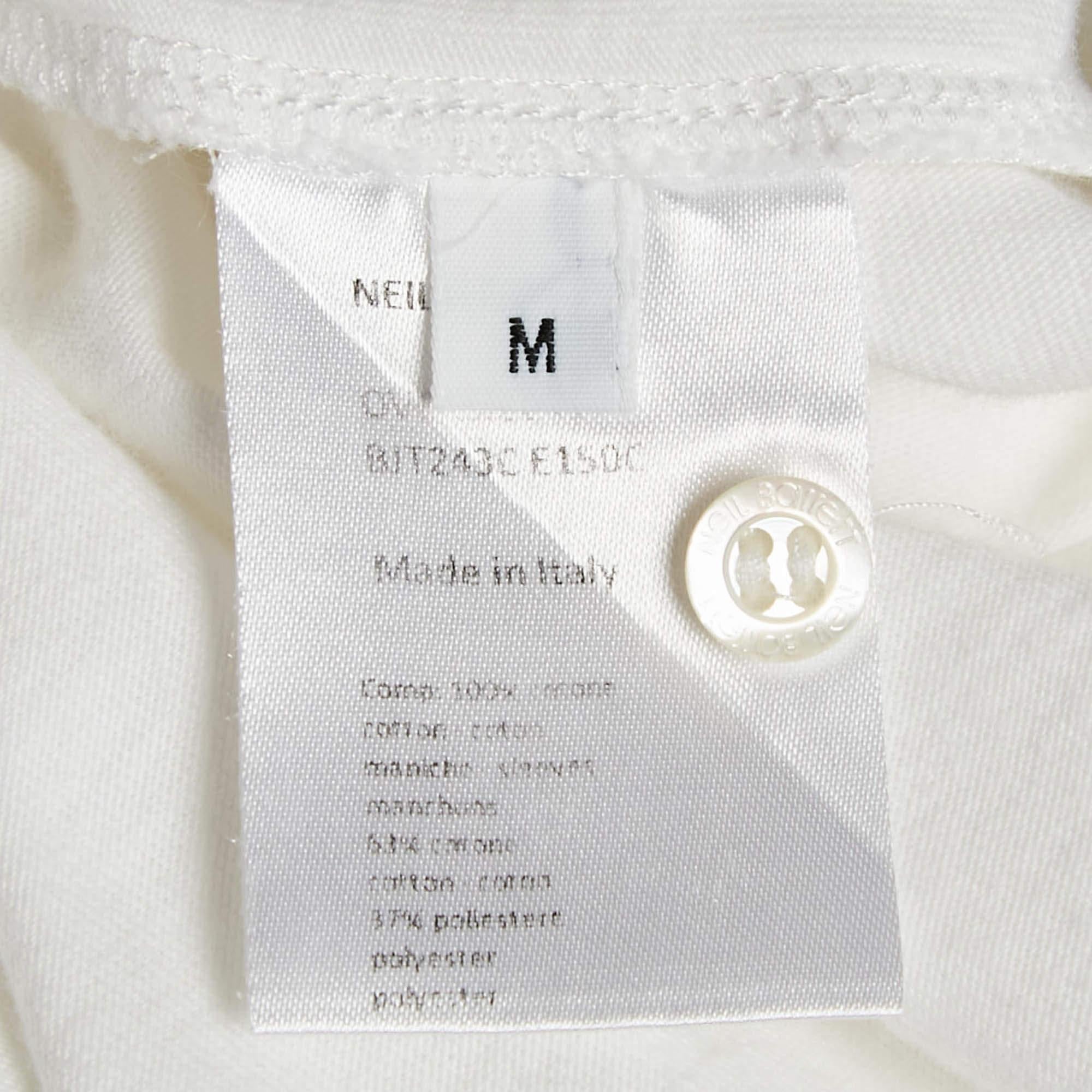 Men's Neil Barrett White Cotton Knit and Cotton Blend T-Shirt M For Sale