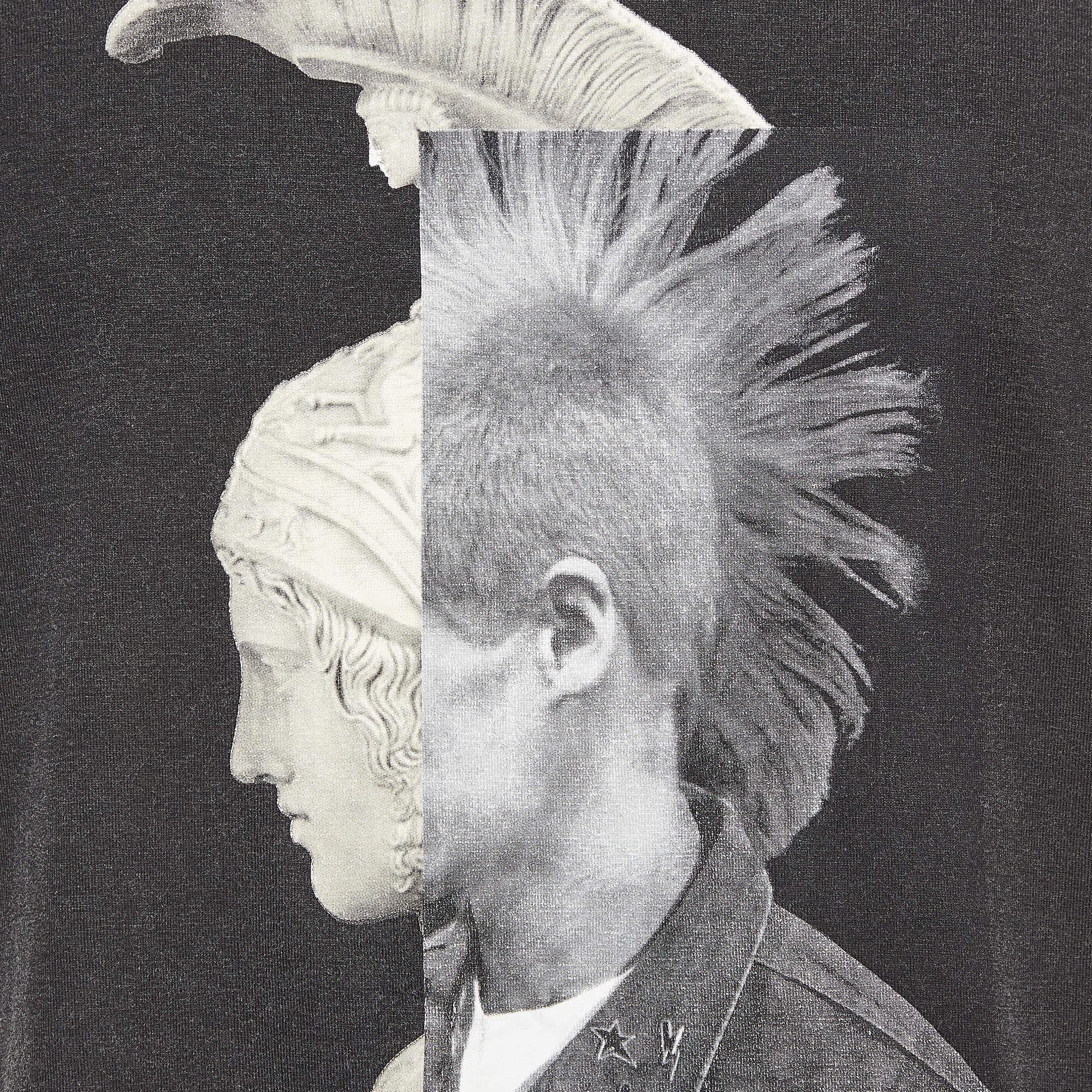 Gray Neil Barrett White Mohawk Warrior Print Cotton T-shirt L