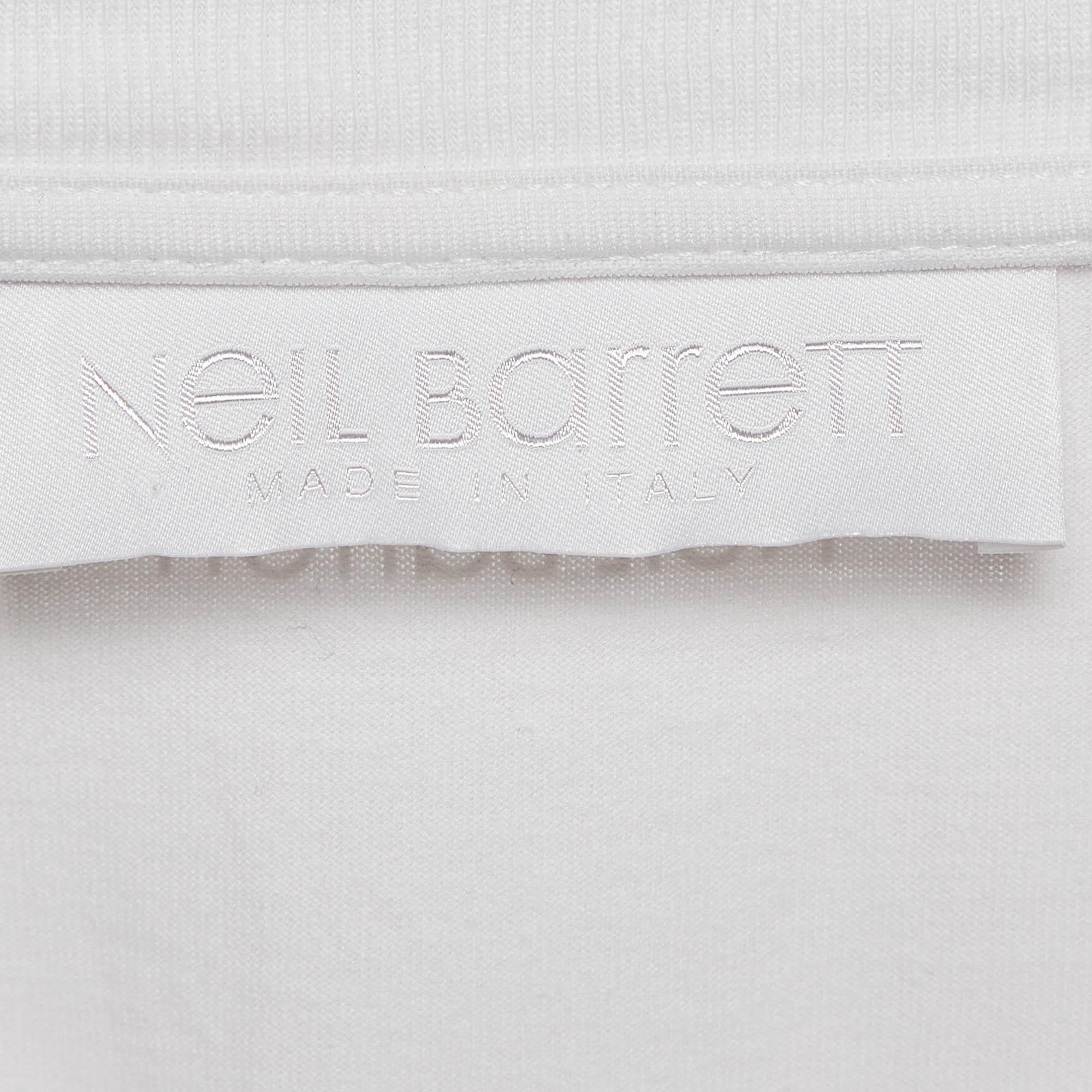 Neil Barrett White Mohawk Warrior Print Cotton T-shirt L In Good Condition In Dubai, Al Qouz 2