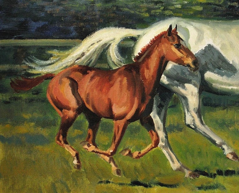 Neil Cawthorne Grey Mare With Foal Modern British Equestrian