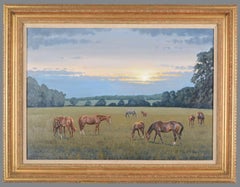 Mares and foals in a landscape - Horses