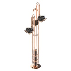 Neil Floor Lamp in Copper with Black Globes