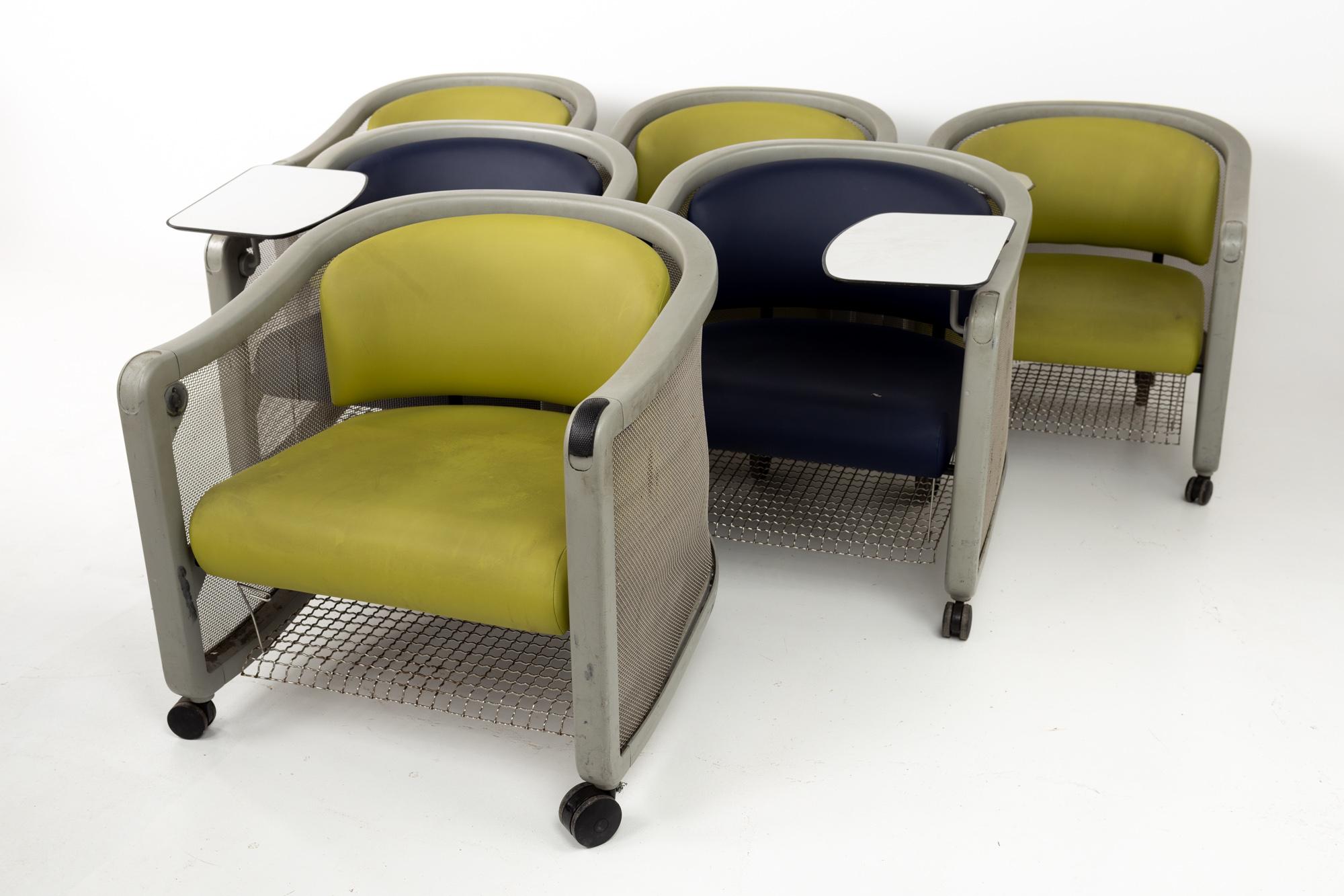 Mid-Century Modern Chaises longues de bureau à roulettes du milieu du siècle dernier de Neil Frankel pour Knoll, ensemble de 6 pièces en vente