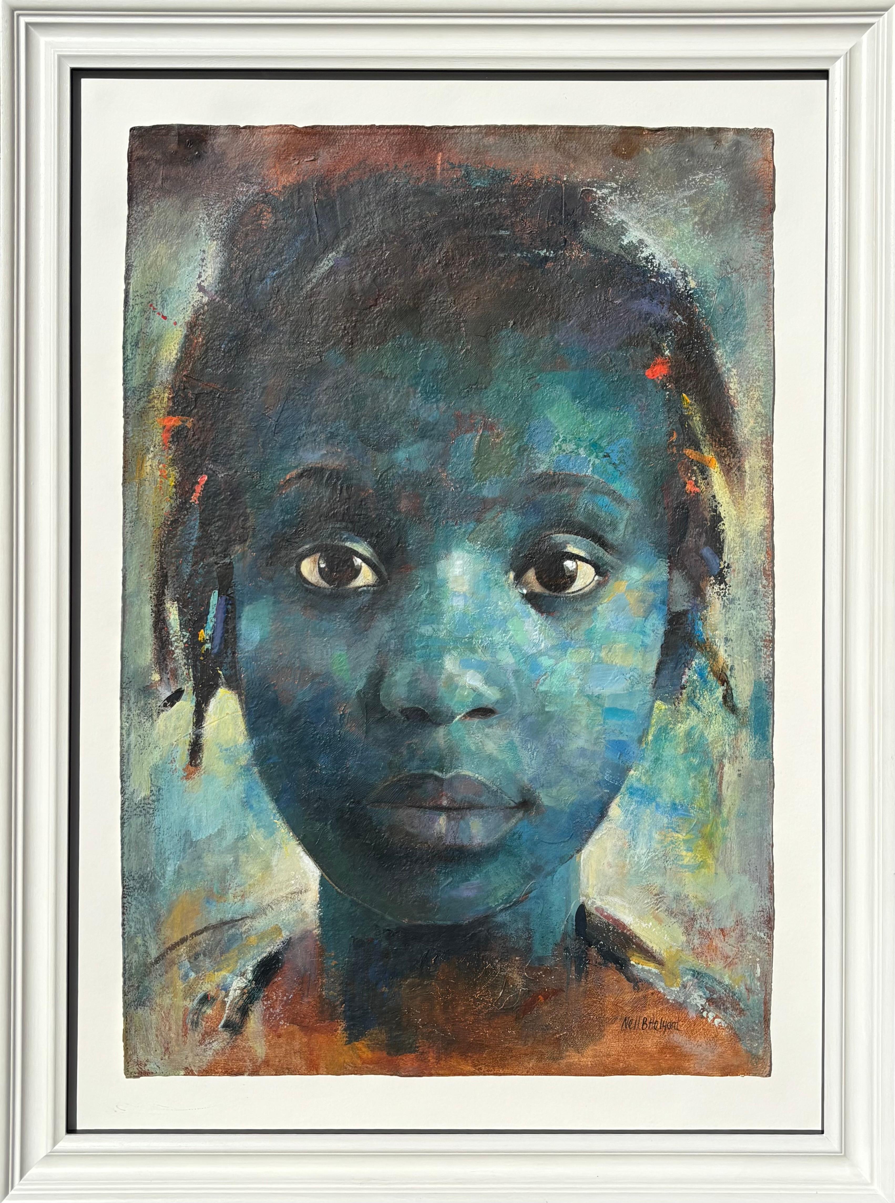 Johari Mixed Media Portrait on Paper, Contemporary, Signed, 40x27 in