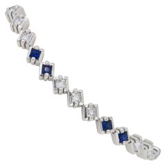 Neil Joseph Diamond and Blue Sapphire Line Bracelet