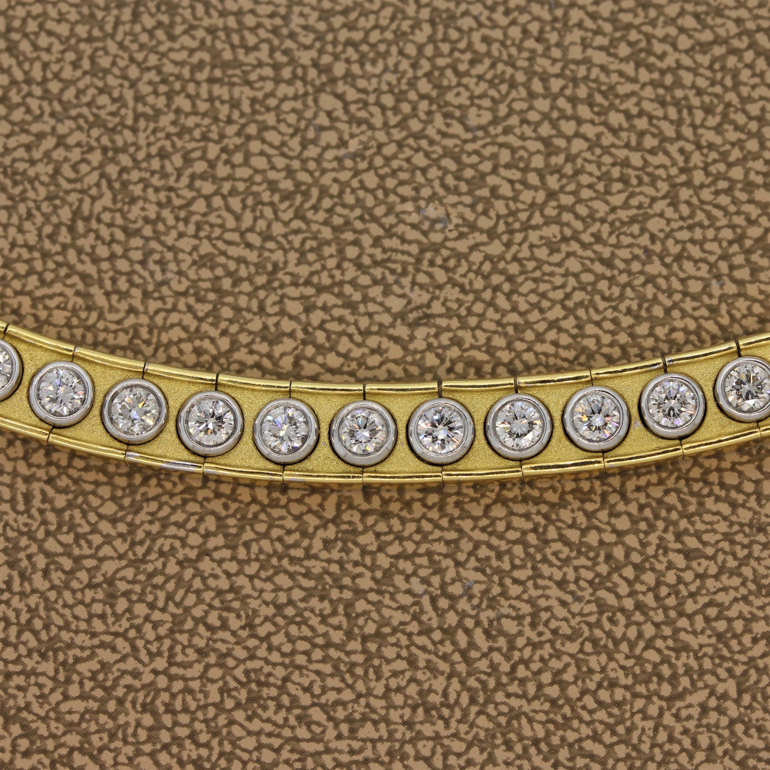 Neil Joseph Diamond Two-Tone Gold Collar Eternity Necklace In New Condition For Sale In Beverly Hills, CA