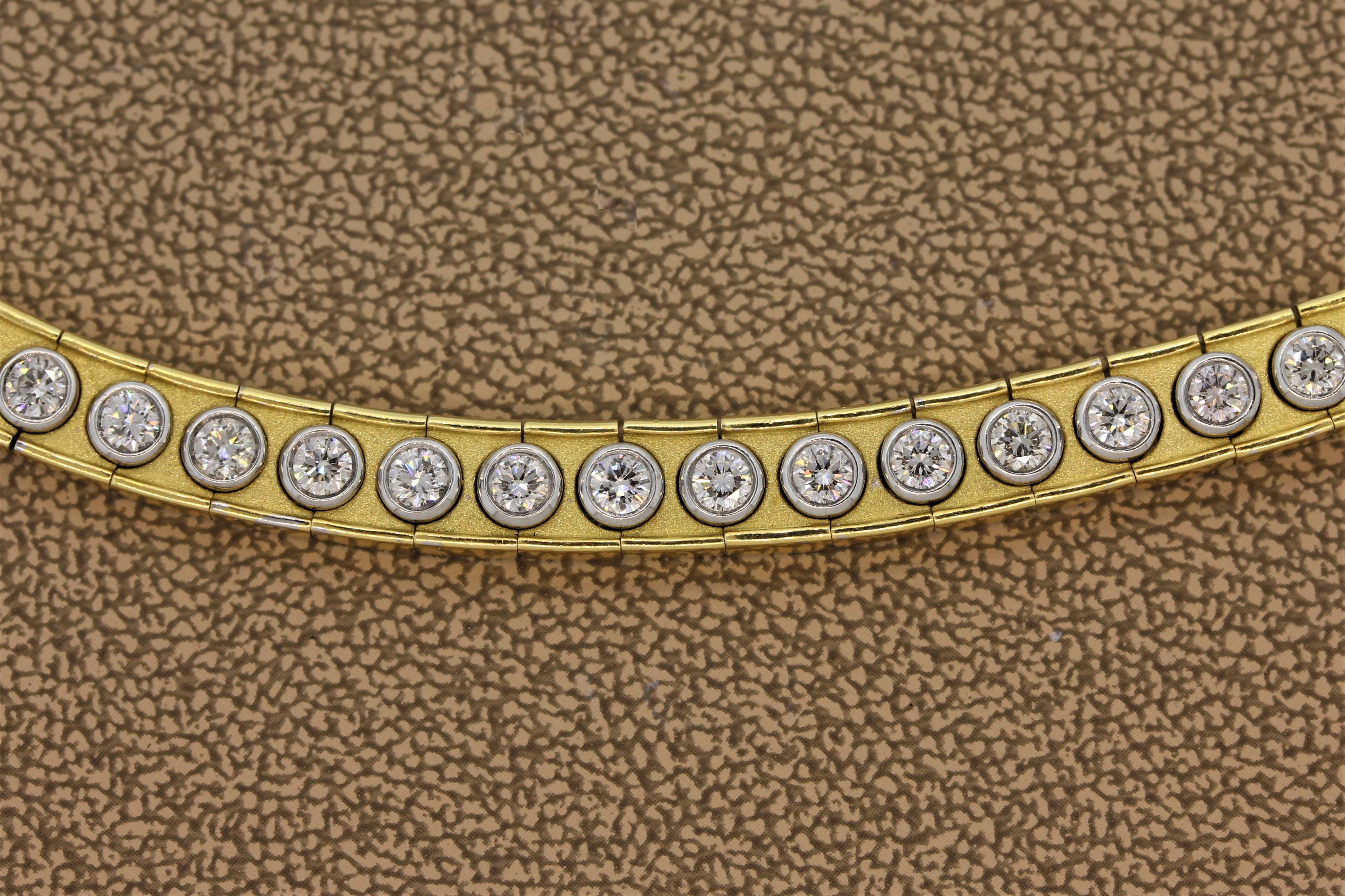Women's Neil Joseph Diamond Two-Tone Gold Collar Eternity Necklace For Sale