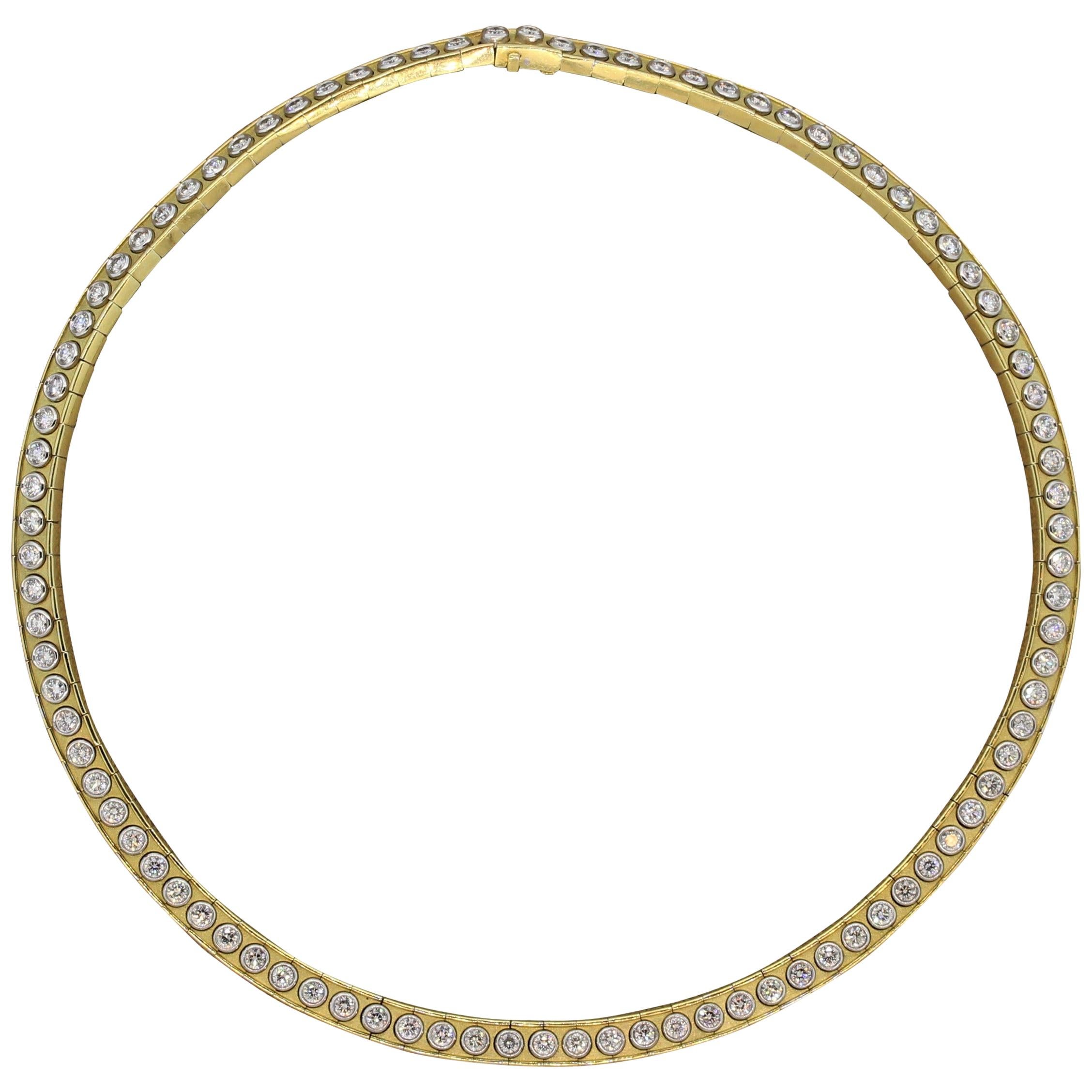 Neil Joseph Diamond Two-Tone Gold Collar Eternity Necklace For Sale