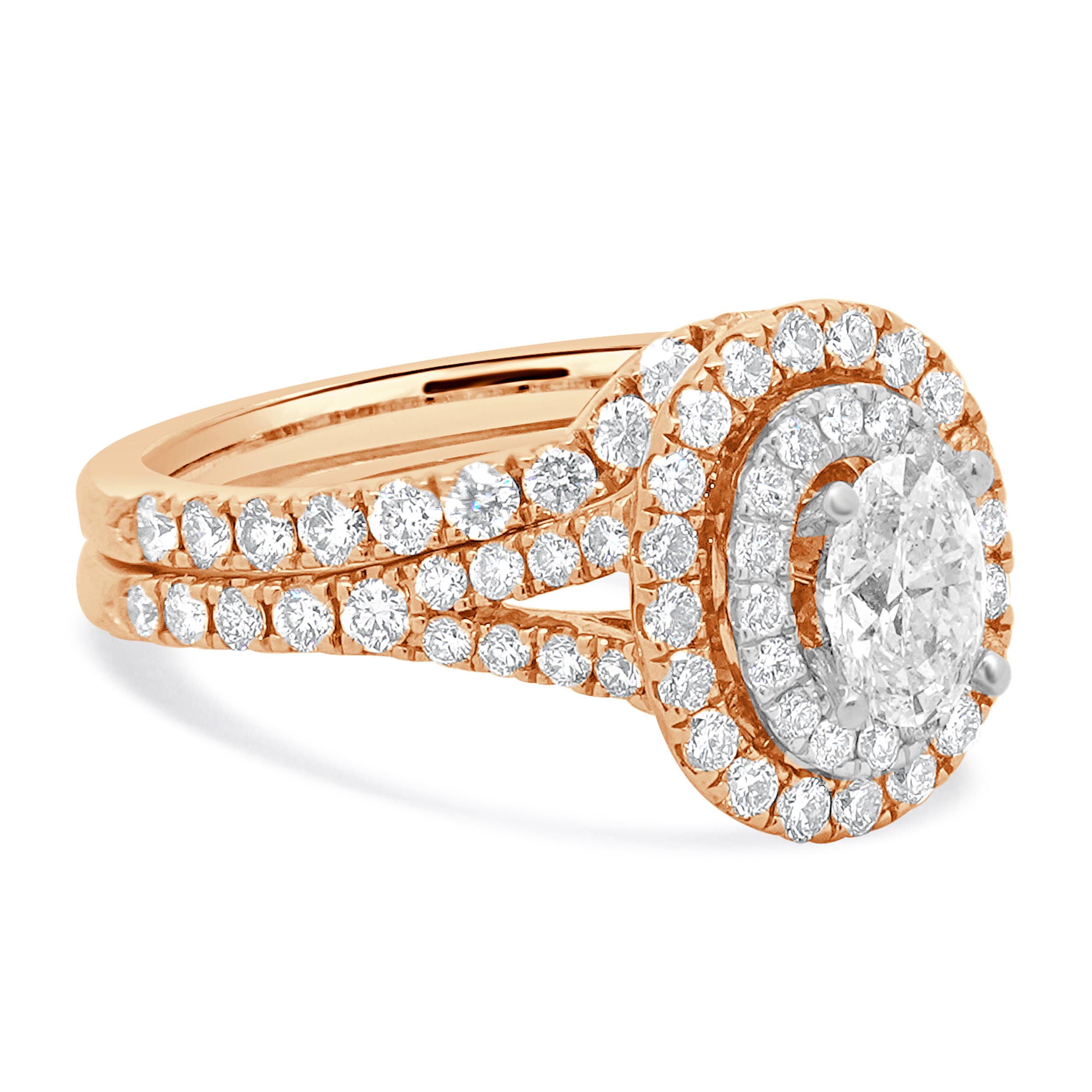 Taglio ovale Neil Lane's Anello di fidanzamento con diamante taglio ovale in oro rosa 14 carati in vendita