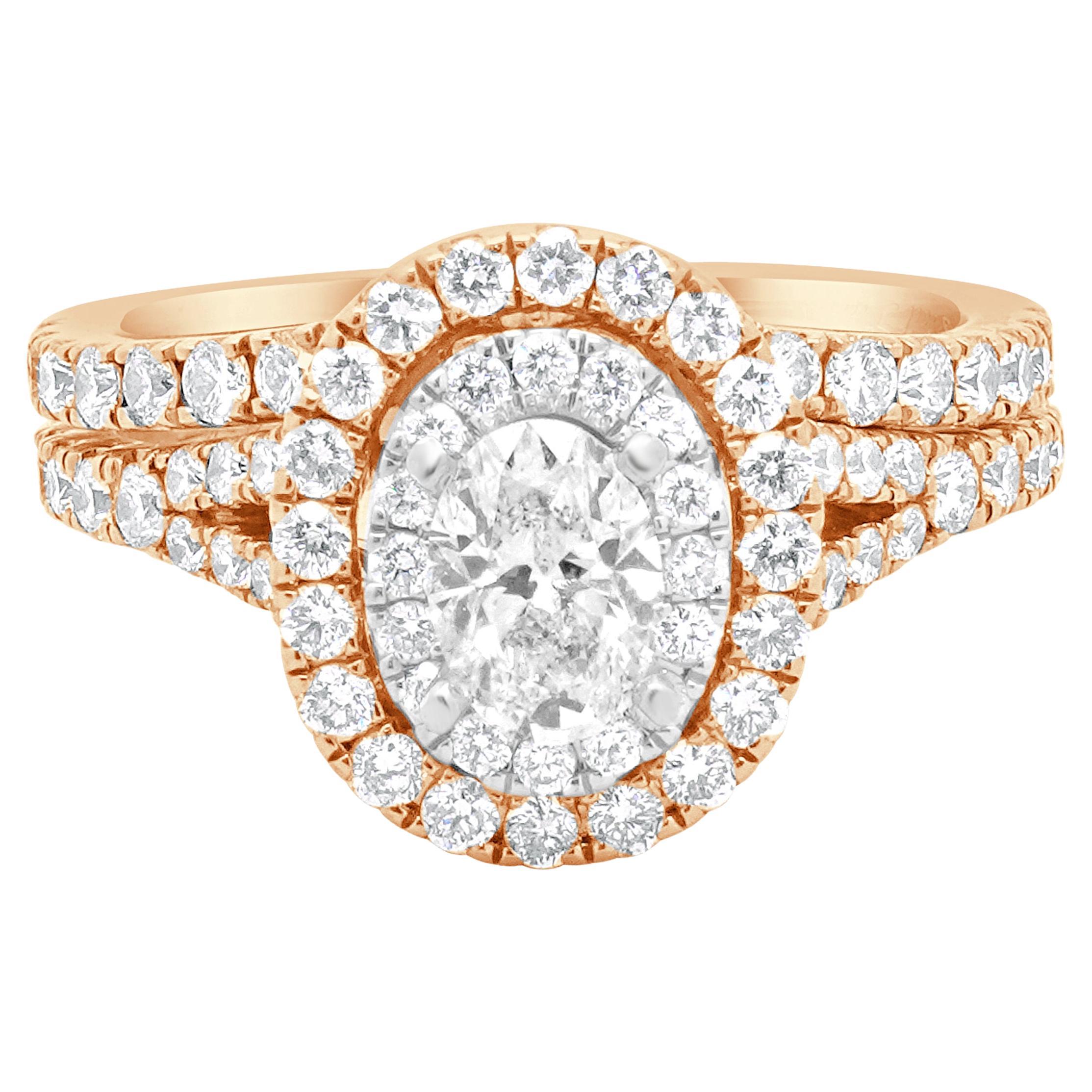 Neil Lane's Anello di fidanzamento con diamante taglio ovale in oro rosa 14 carati in vendita