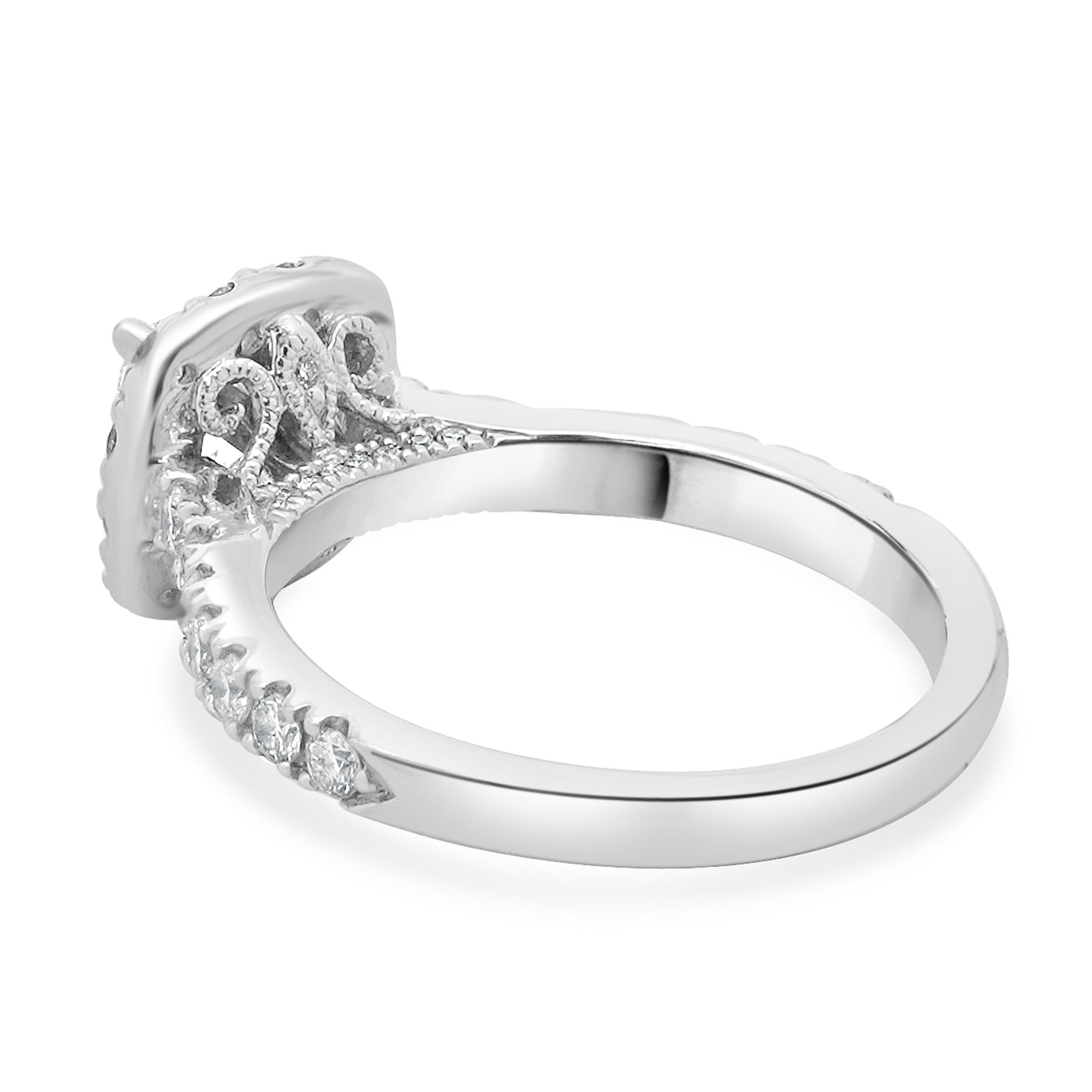 Taglio cuscino Anello di fidanzamento con diamante taglio cuscino in oro bianco Neil Lane's 14 Karati in vendita