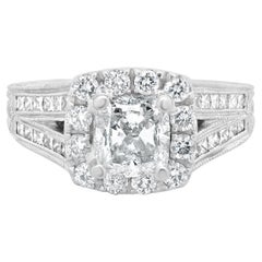 Neil Lane 14 Karat White Gold Cushion Cut Diamond Engagement Ring