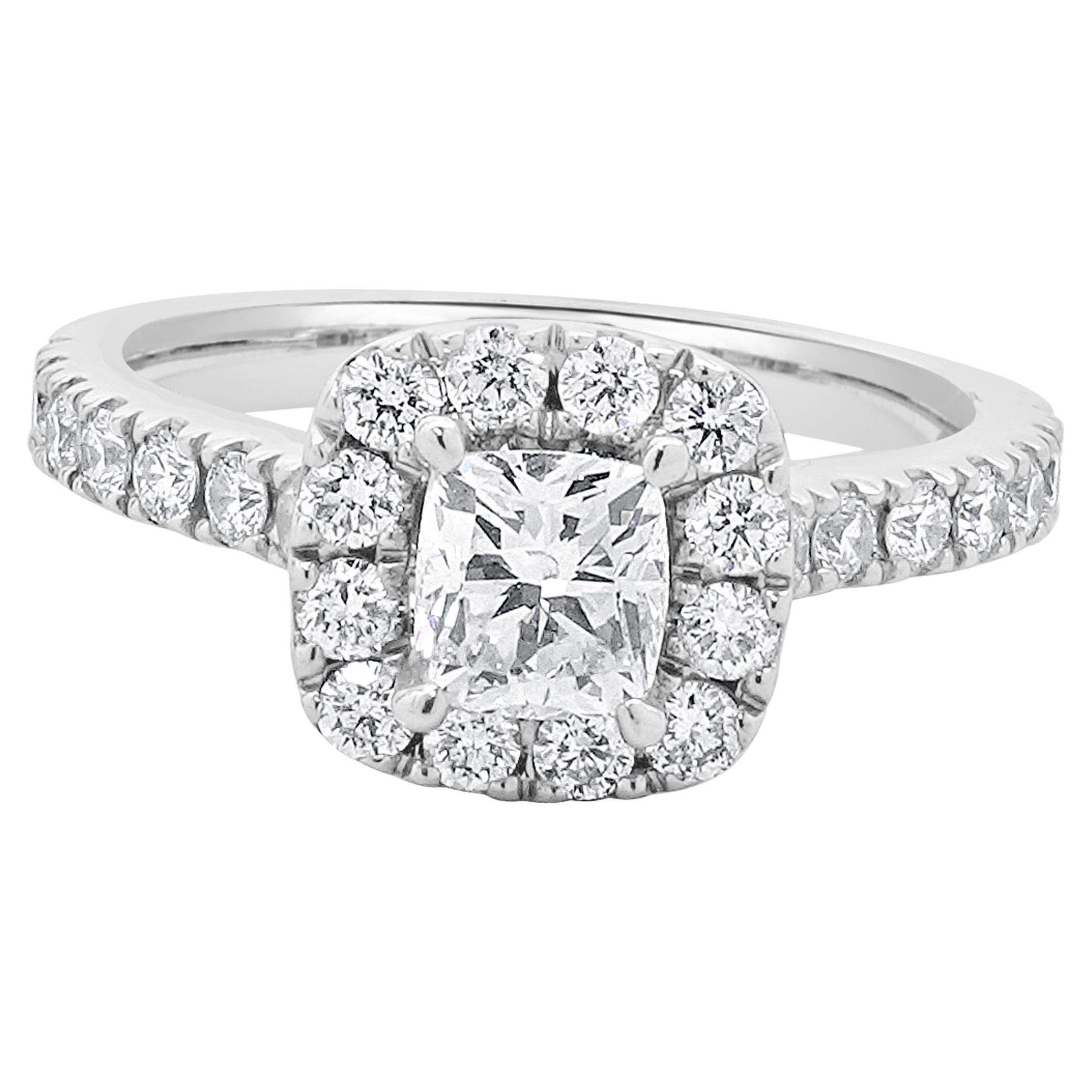 Neil Lane 14 Karat White Gold Cushion Cut Diamond Engagement Ring