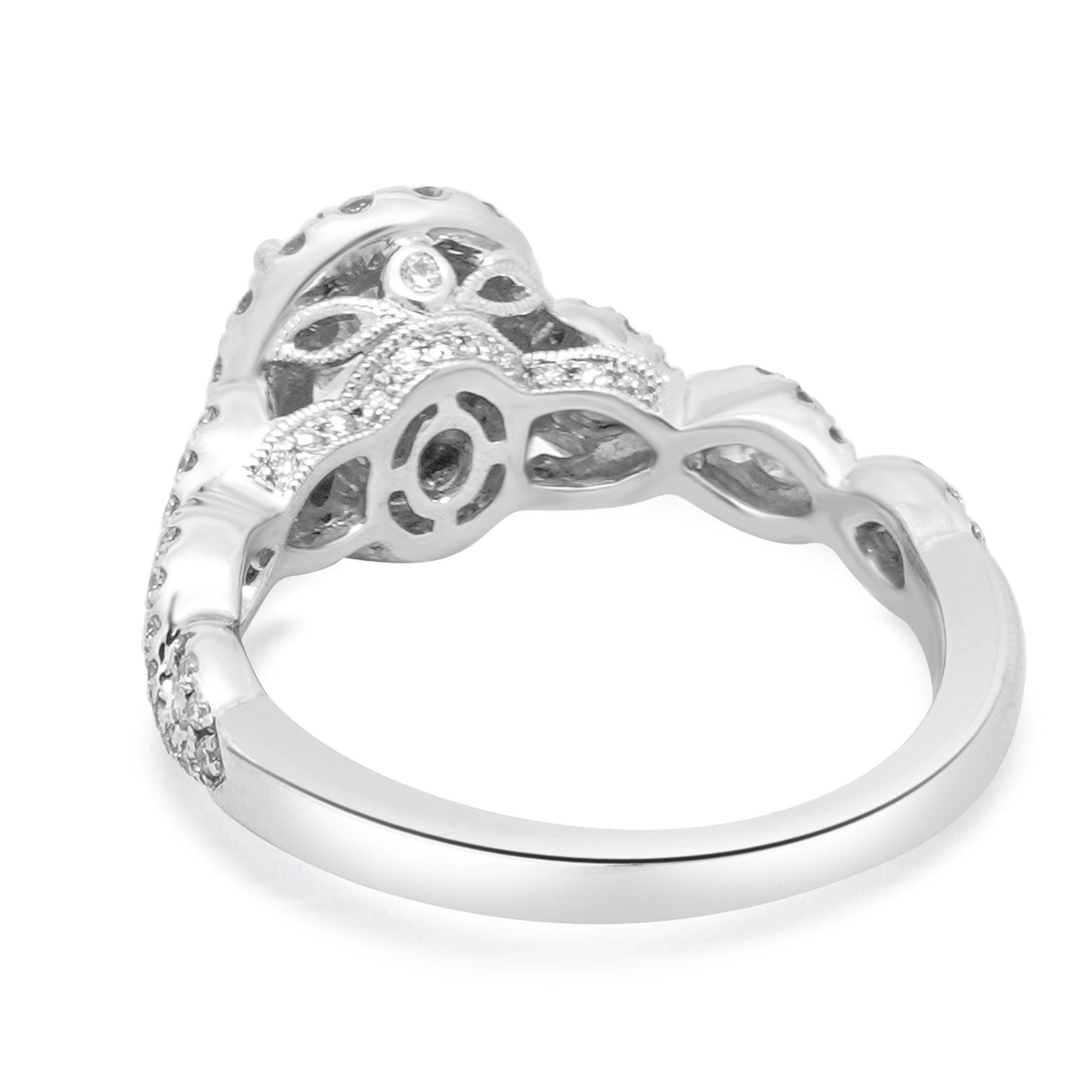 Taille ovale Neil Lane Bague de fiançailles en or blanc 14 carats avec diamant ovale en vente
