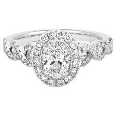 Used Neil Lane 14 Karat White Gold Oval Diamond Engagement Ring