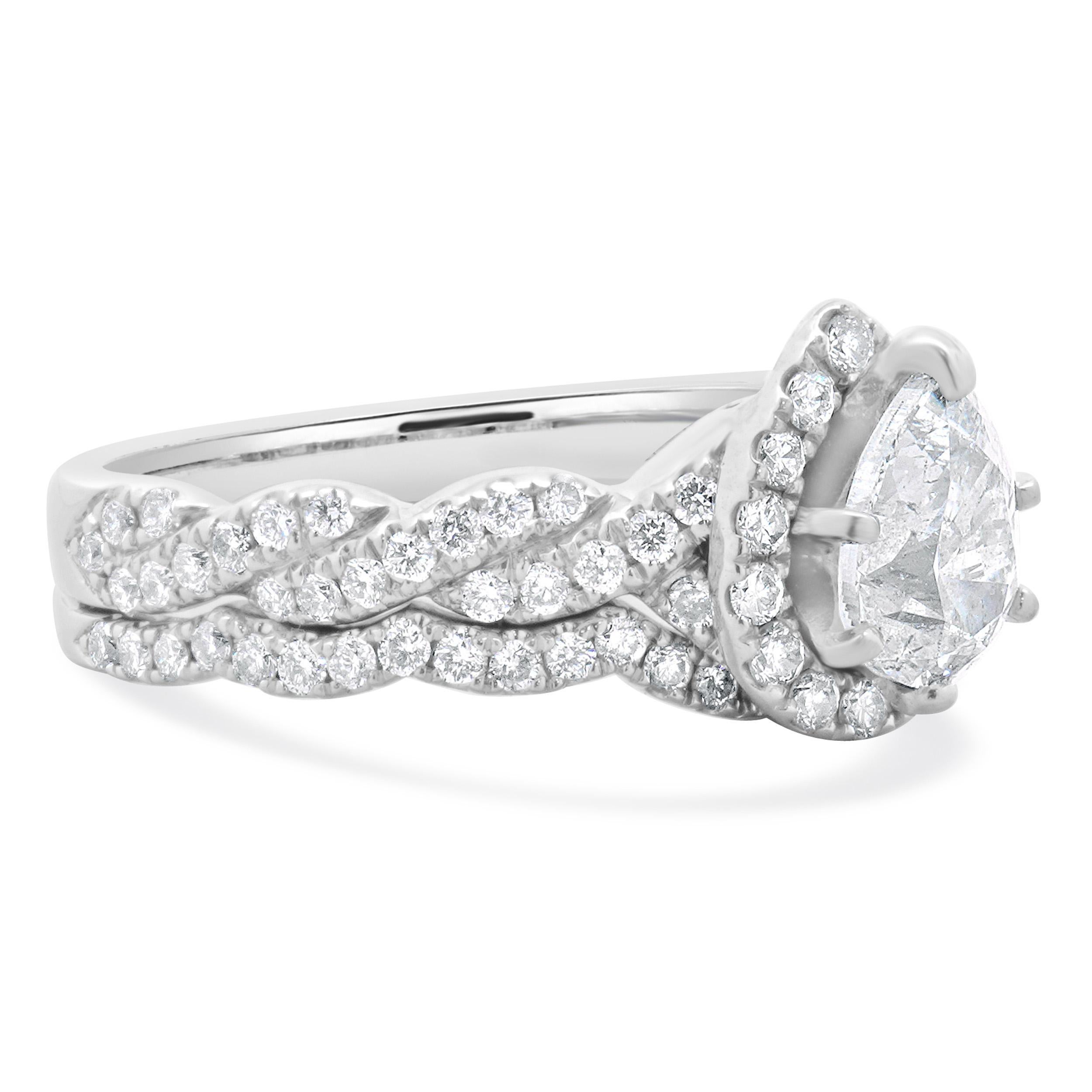 Women's Neil Lane 14 Karat White Gold Pear Cut Diamond Engagement Ring For Sale