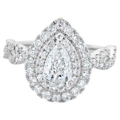 Used Neil Lane 14 Karat White Gold Pear Cut Diamond Engagement Ring