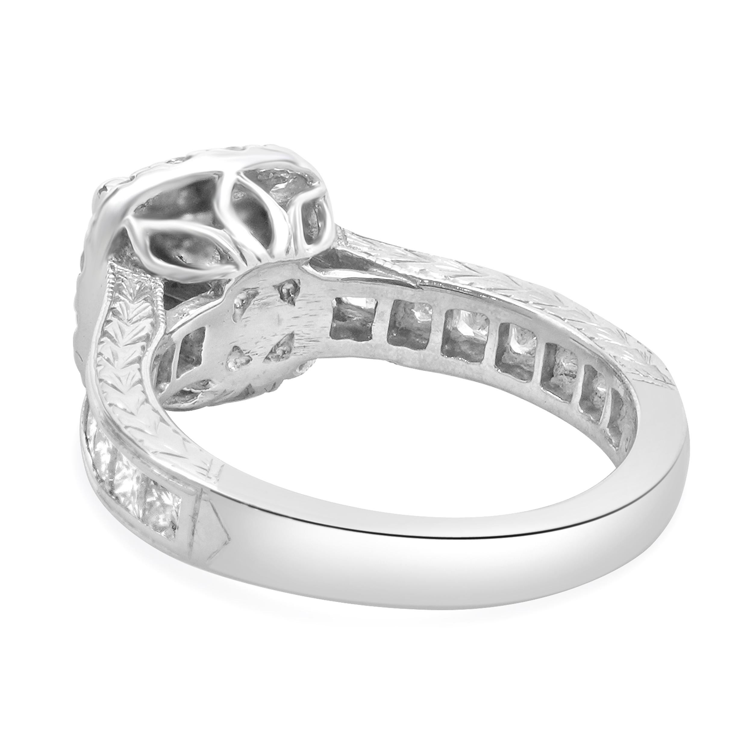Taille princesse Neil Lane Bague de fiançailles en or blanc 14 carats avec diamant taille princesse en vente