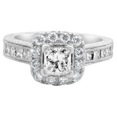 Neil Lane Bague de fiançailles en or blanc 14 carats avec diamant taille princesse