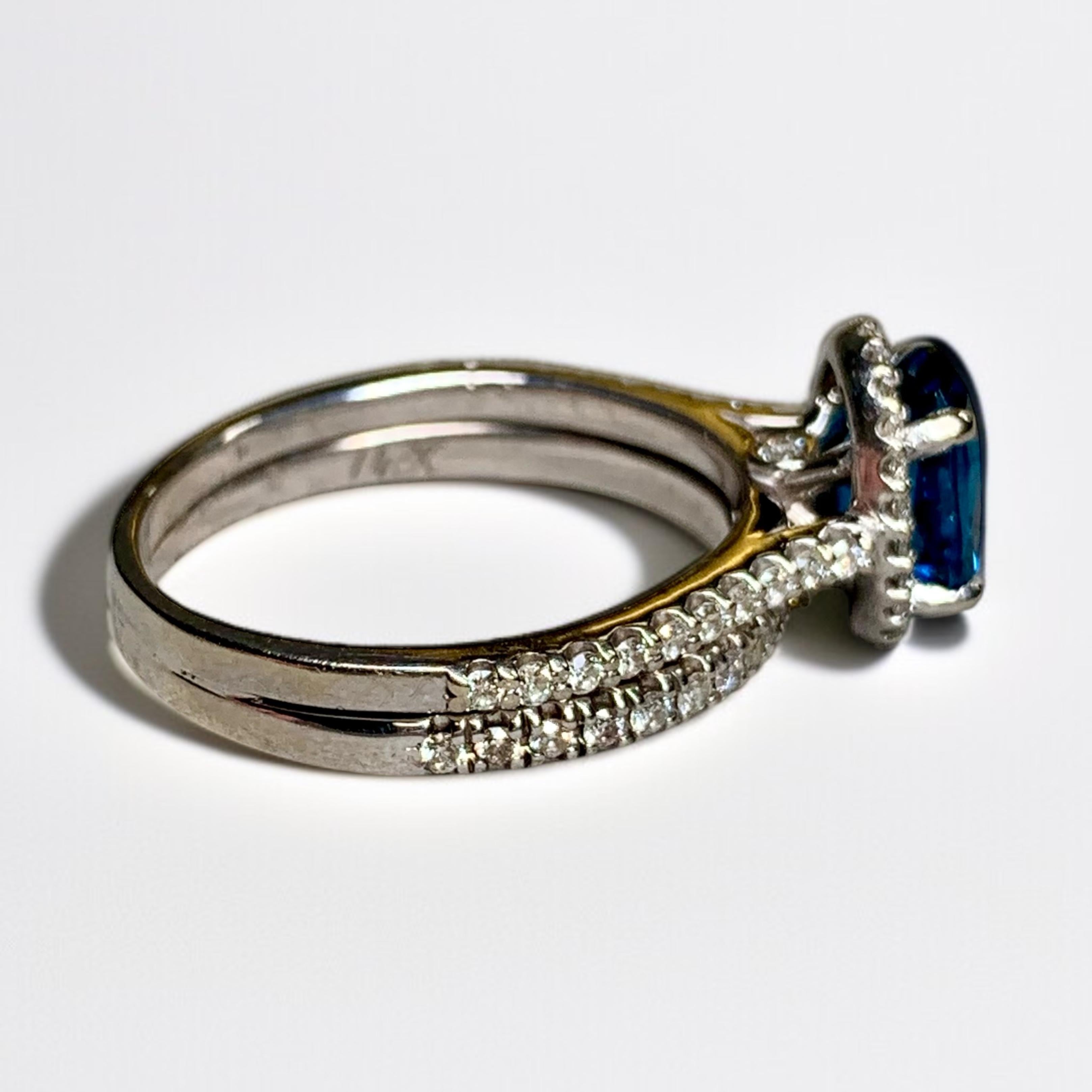NEIL LANE 14K Diamond Indicolite Blue Tourmaline Solitaire Ring Band Set 3.04ct (Zeitgenössisch) im Angebot
