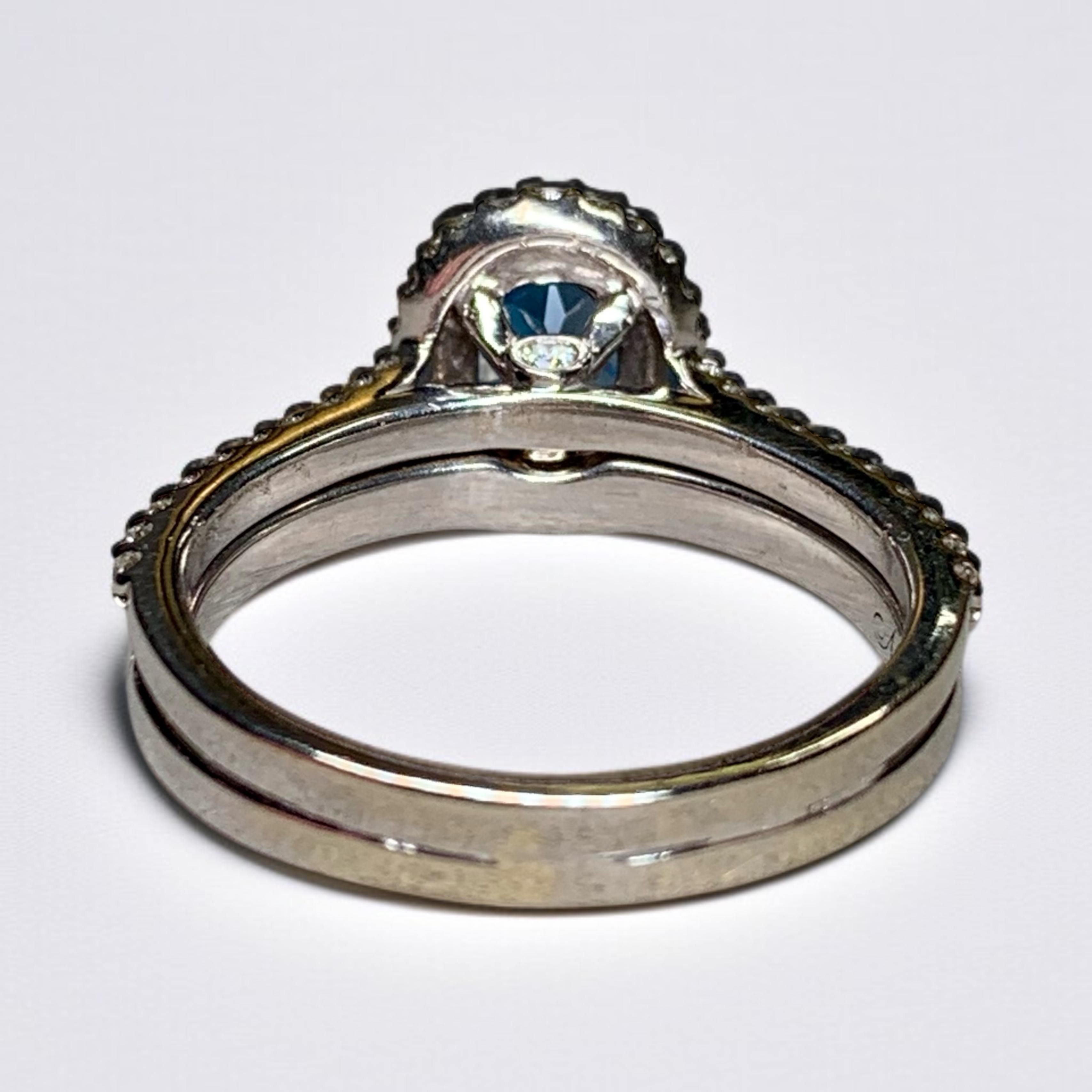 NEIL LANE 14K Diamond Indicolite Blue Tourmaline Solitaire Ring Band Set 3.04ct (Ovalschliff) im Angebot