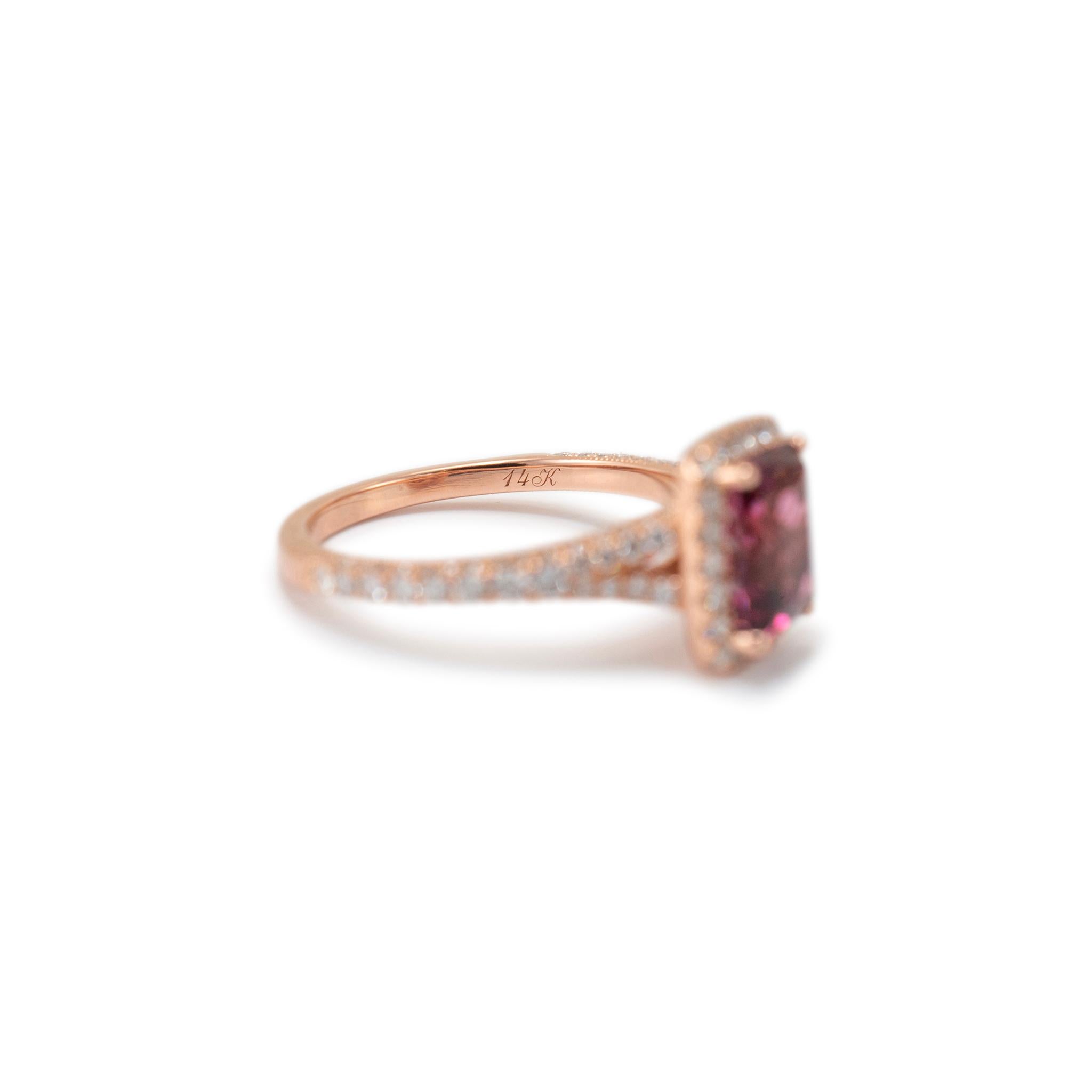 Neil Lane 14K Roségold Granat Halo akzentuierter Diamant-Cocktailring 1