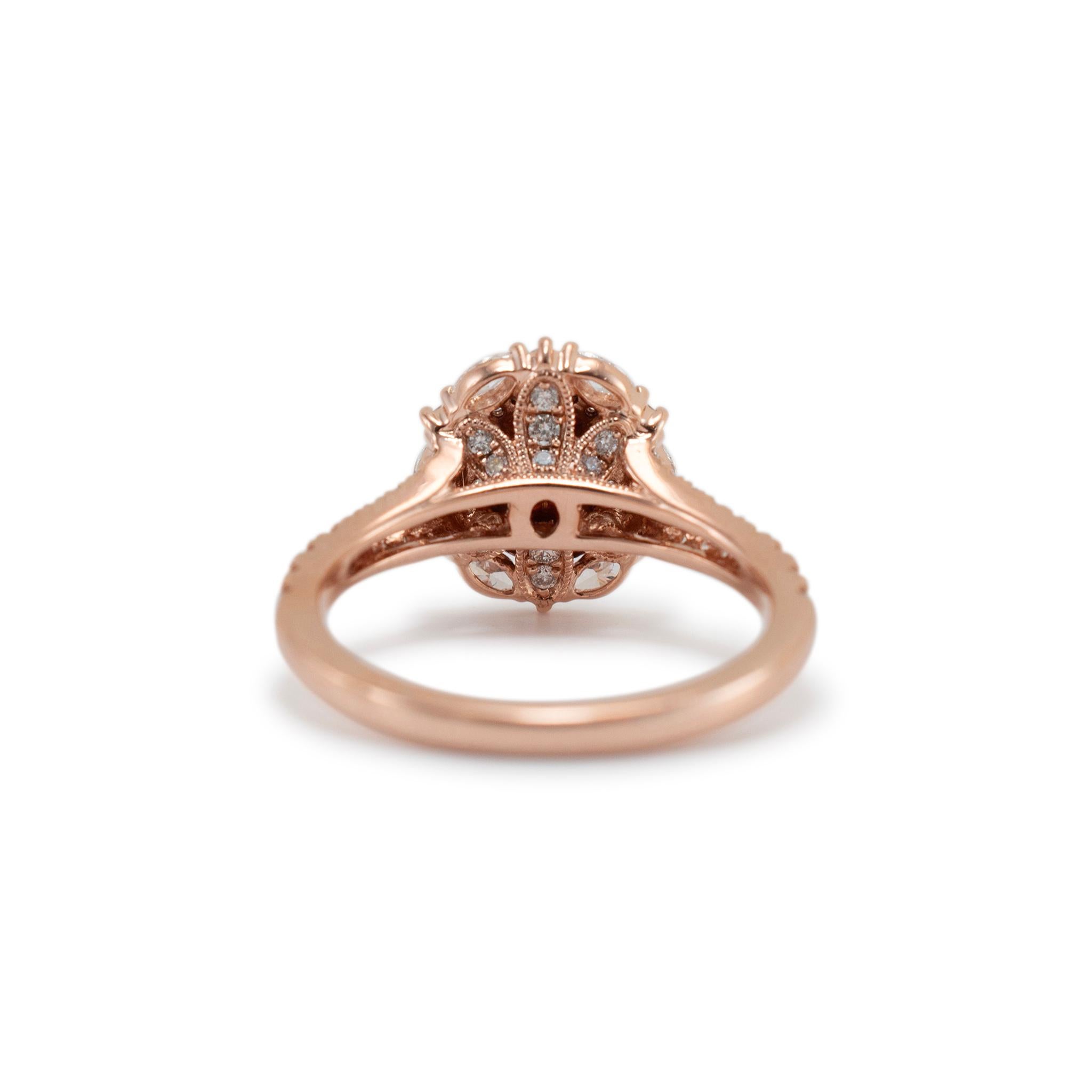 De las mujeres Neil Lane Anillo de Cóctel de Oro Rosa de 14 K con Doble Aureola de Morganita y Diamantes Acentuados en venta