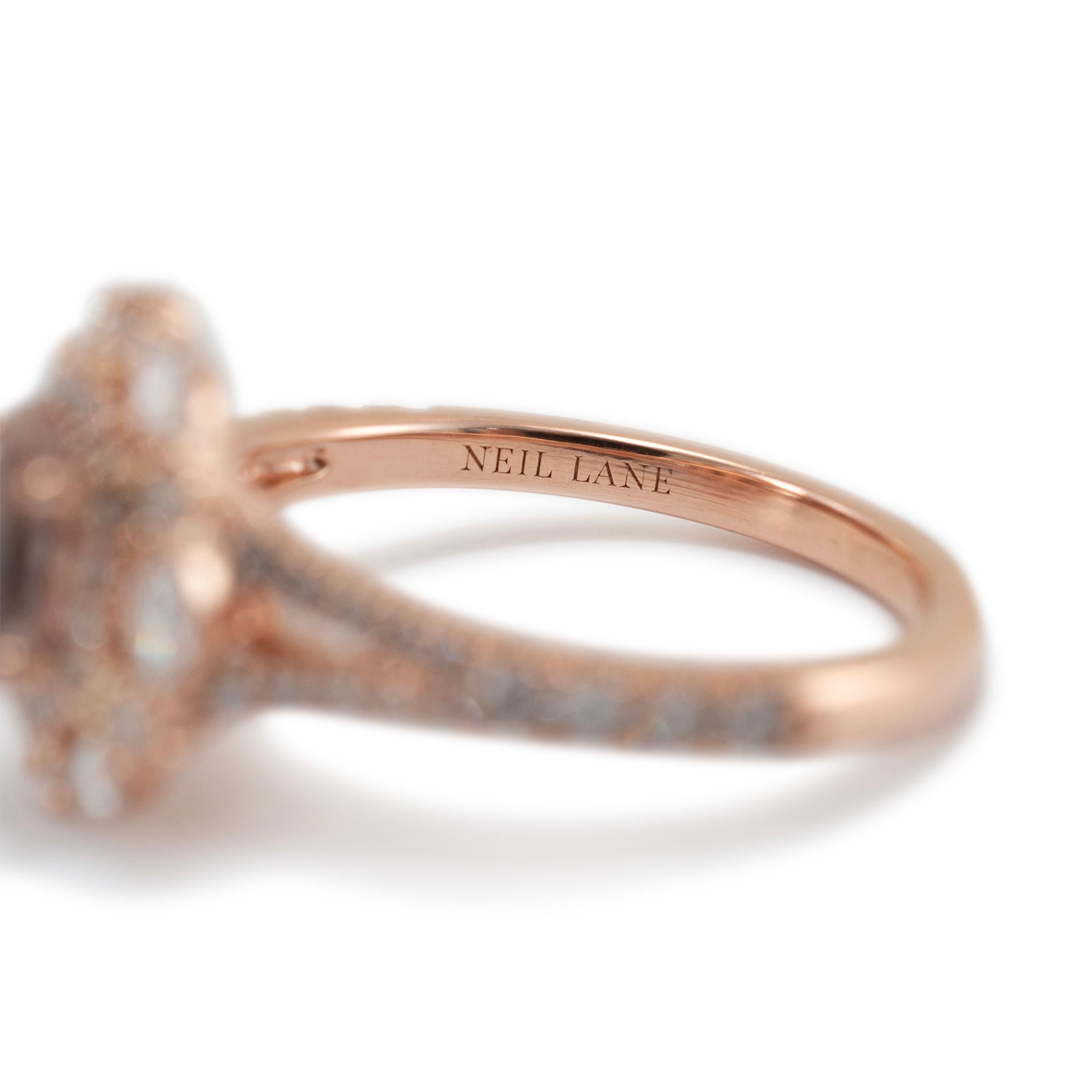 Neil Lane Anillo de Cóctel de Oro Rosa de 14 K con Doble Aureola de Morganita y Diamantes Acentuados en venta 1