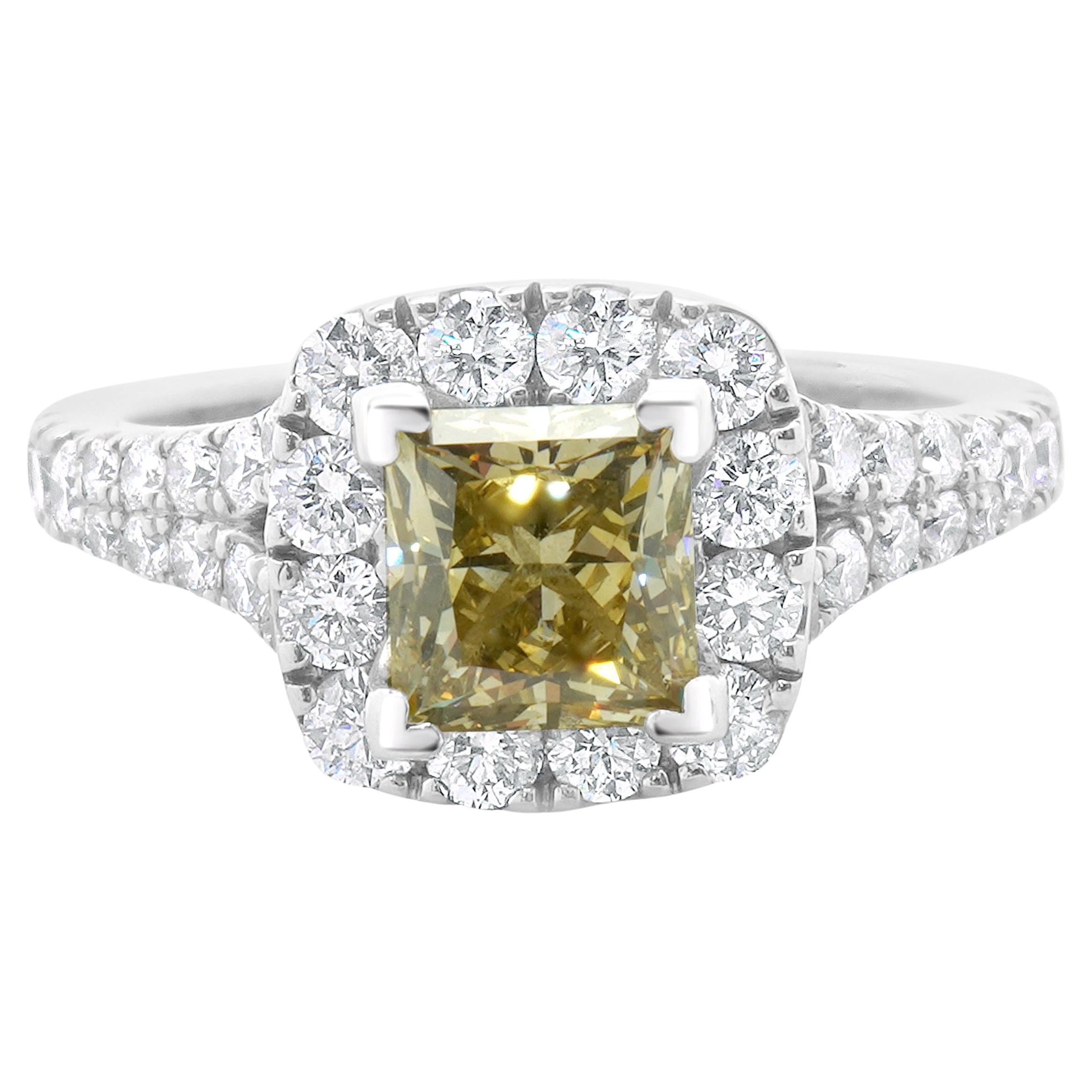 Neil Lane 14K WG Fancy Light Brown Yellow Princess Cut Diamond Verlobungsring im Angebot