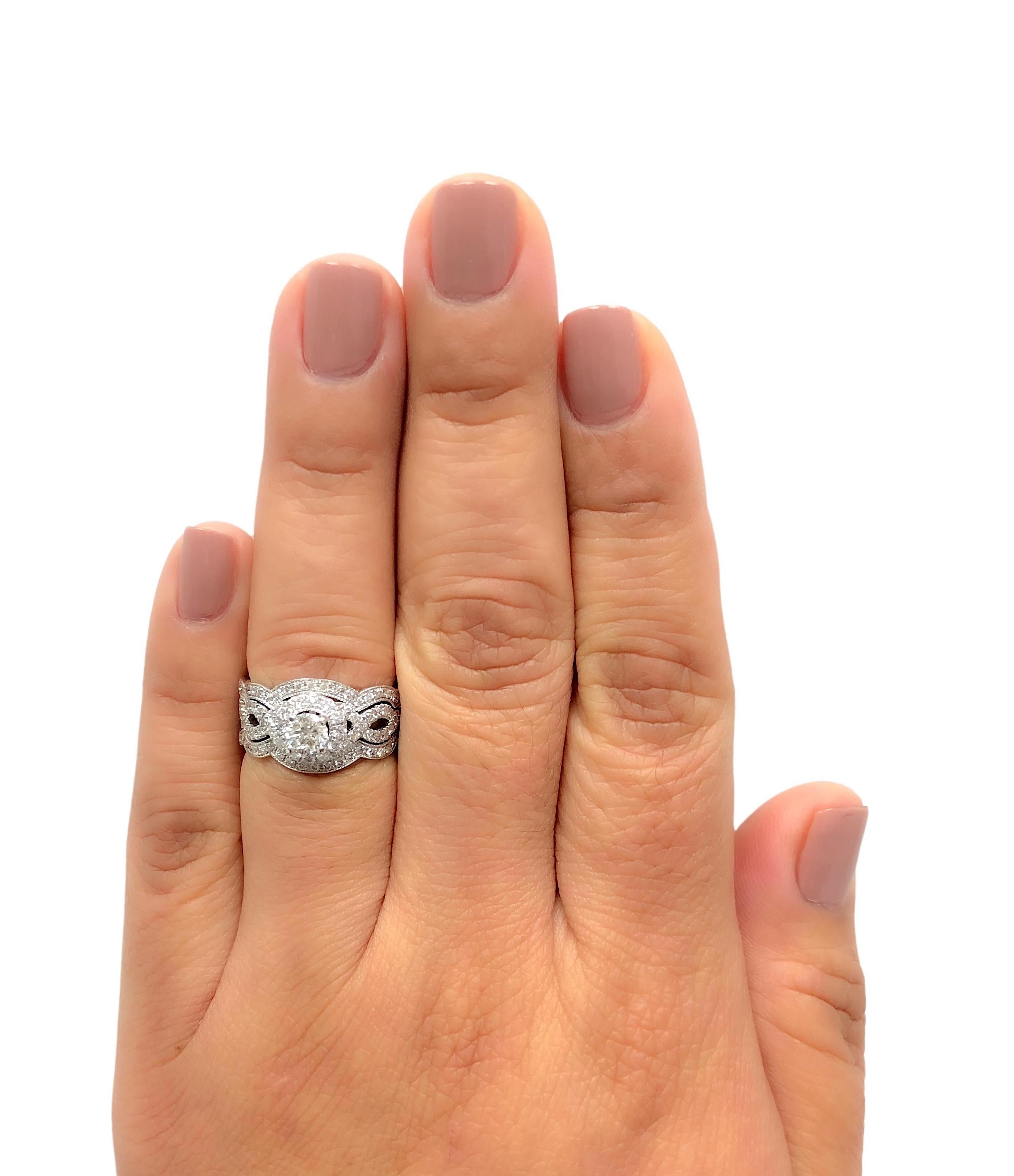 Neil Lane 14K White Gold 1.02ct TW Round Diamond Engagement Ring For Sale 1