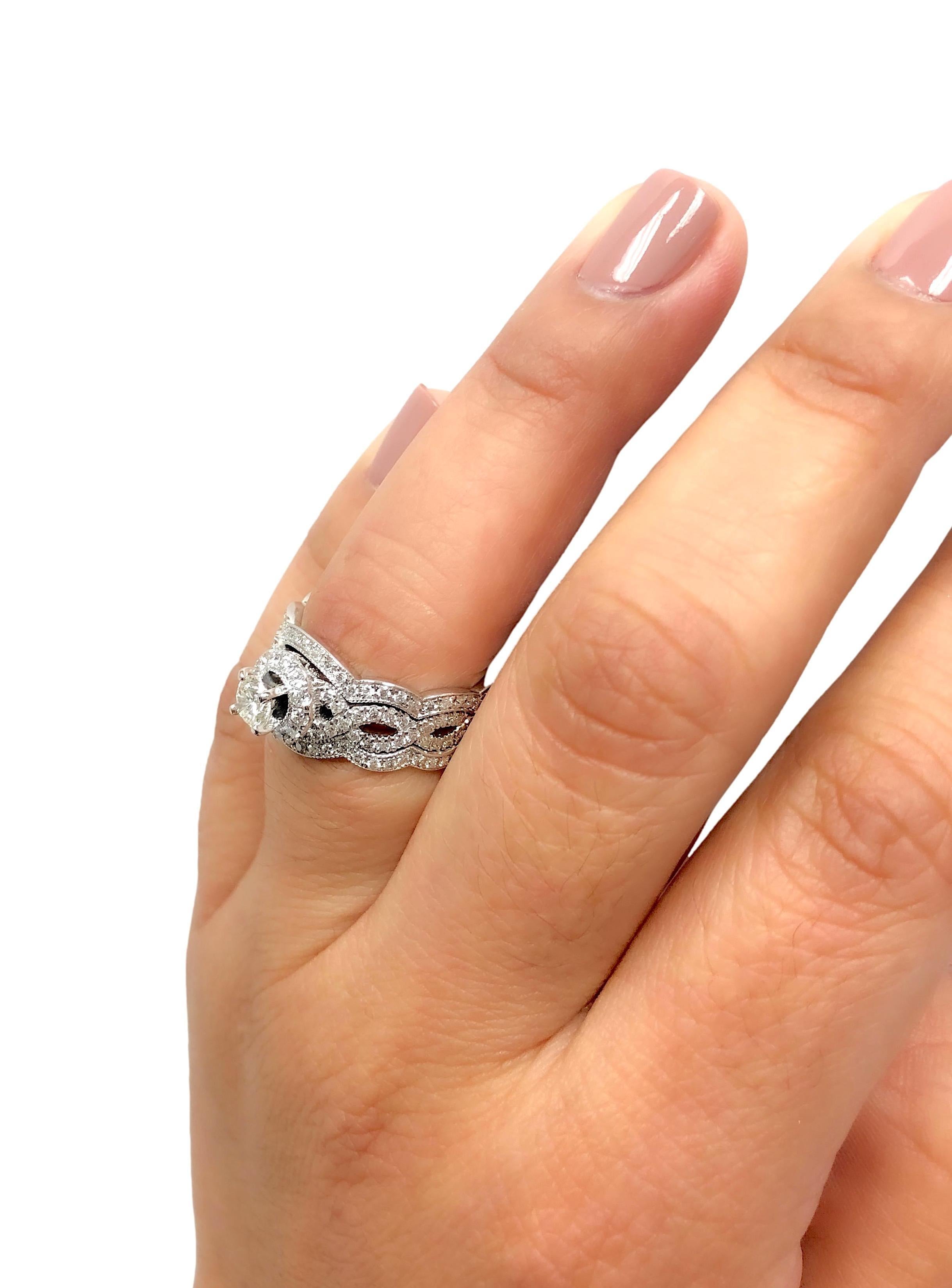Neil Lane 14K White Gold 1.02ct TW Round Diamond Engagement Ring For Sale 2