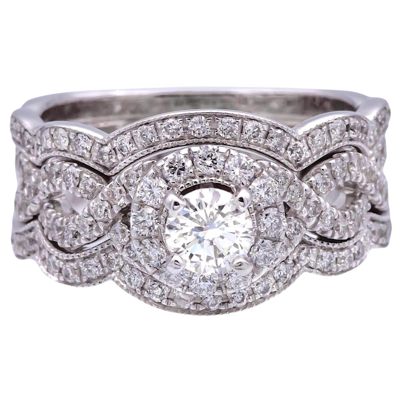 Neil Lane 14K White Gold 1.02ct TW Round Diamond Engagement Ring For Sale