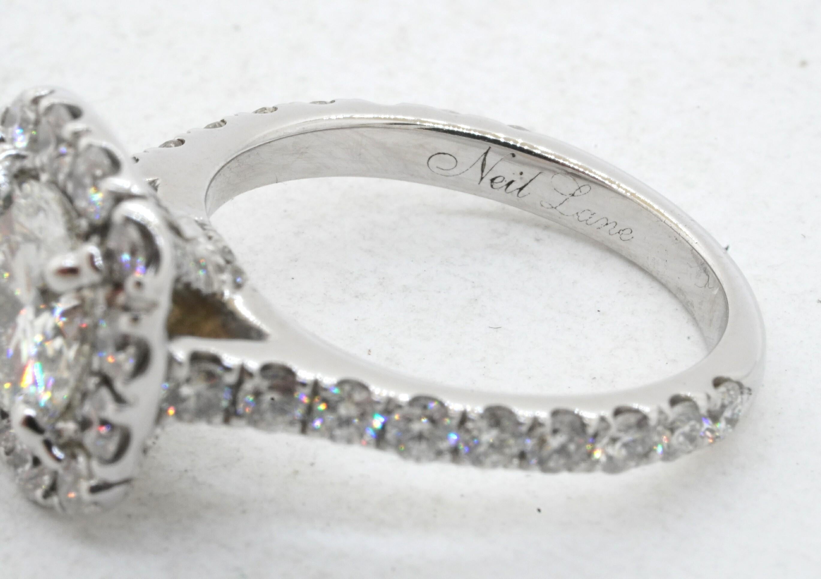 Contemporary Neil Lane 14K White Gold 3.20ct Diamond Wedding Engagement Ring For Sale