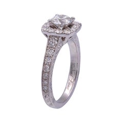 Neil Lane 14K Weißgold Cluster 1,19 Karat TW Verlobungsring mit rundem Halo-Diamant
