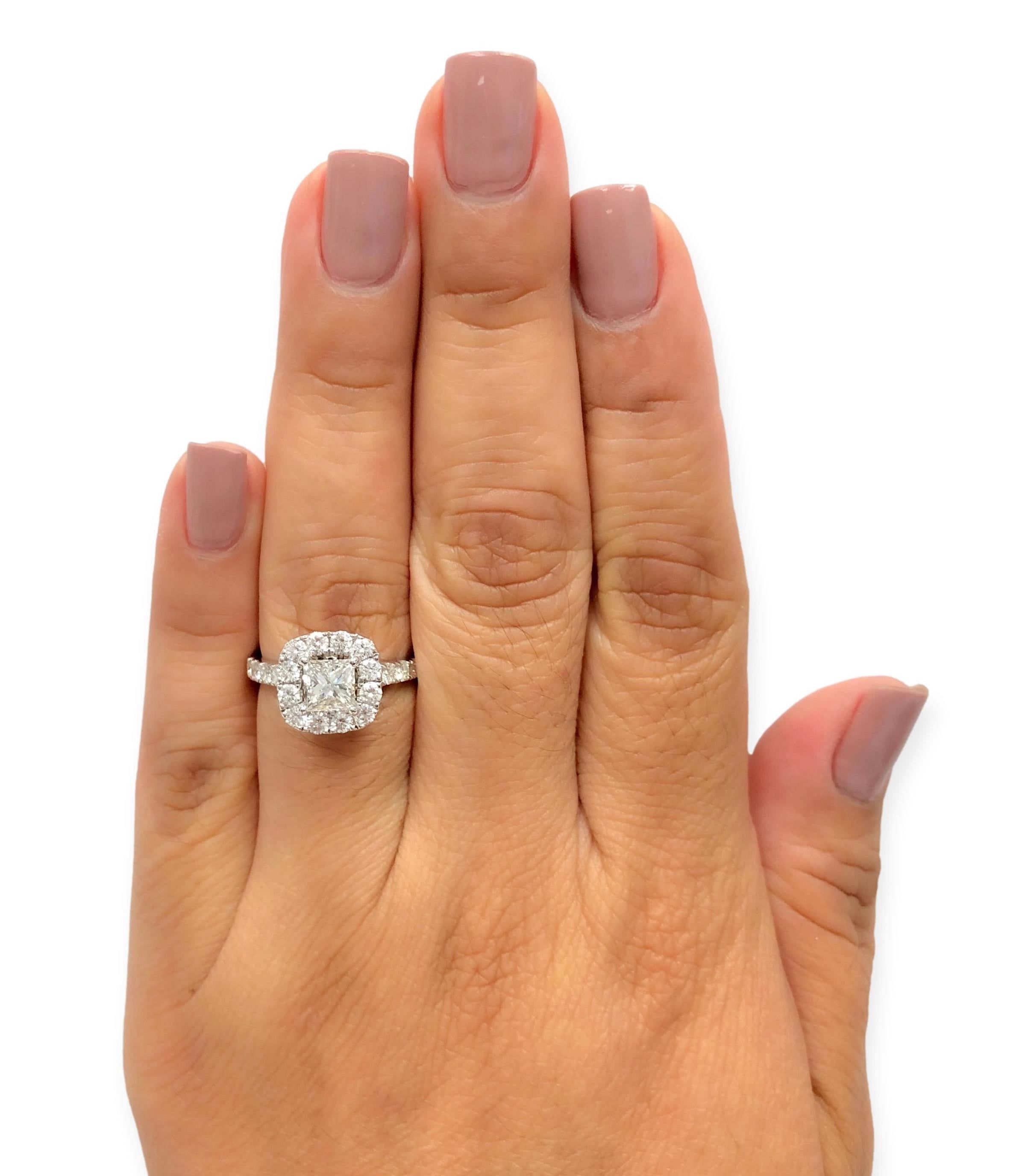 Neil Lane 14K White Gold Cluster 2.13 ct. TW Round Diamond Engagement Ring For Sale 2