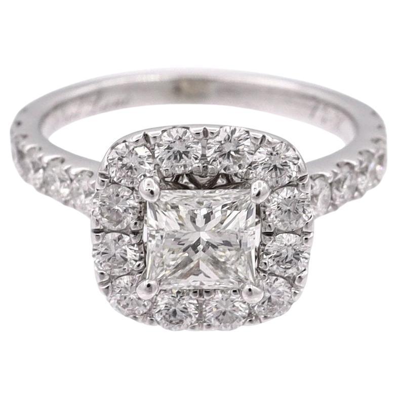 Neil Lane 14K White Gold Cluster 2.13 ct. TW Round Diamond Engagement Ring For Sale