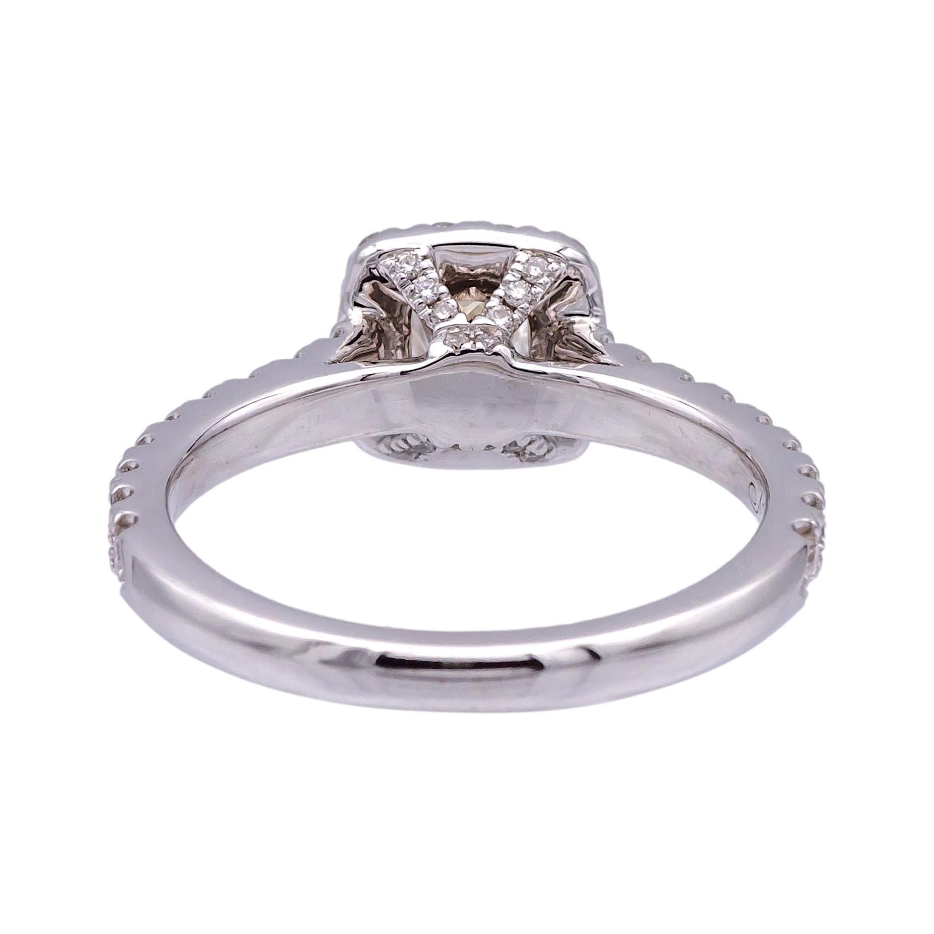 Princess Cut Neil Lane 14K White Gold Cluster .79 Total Weight Round Diamond Engagement Ring For Sale