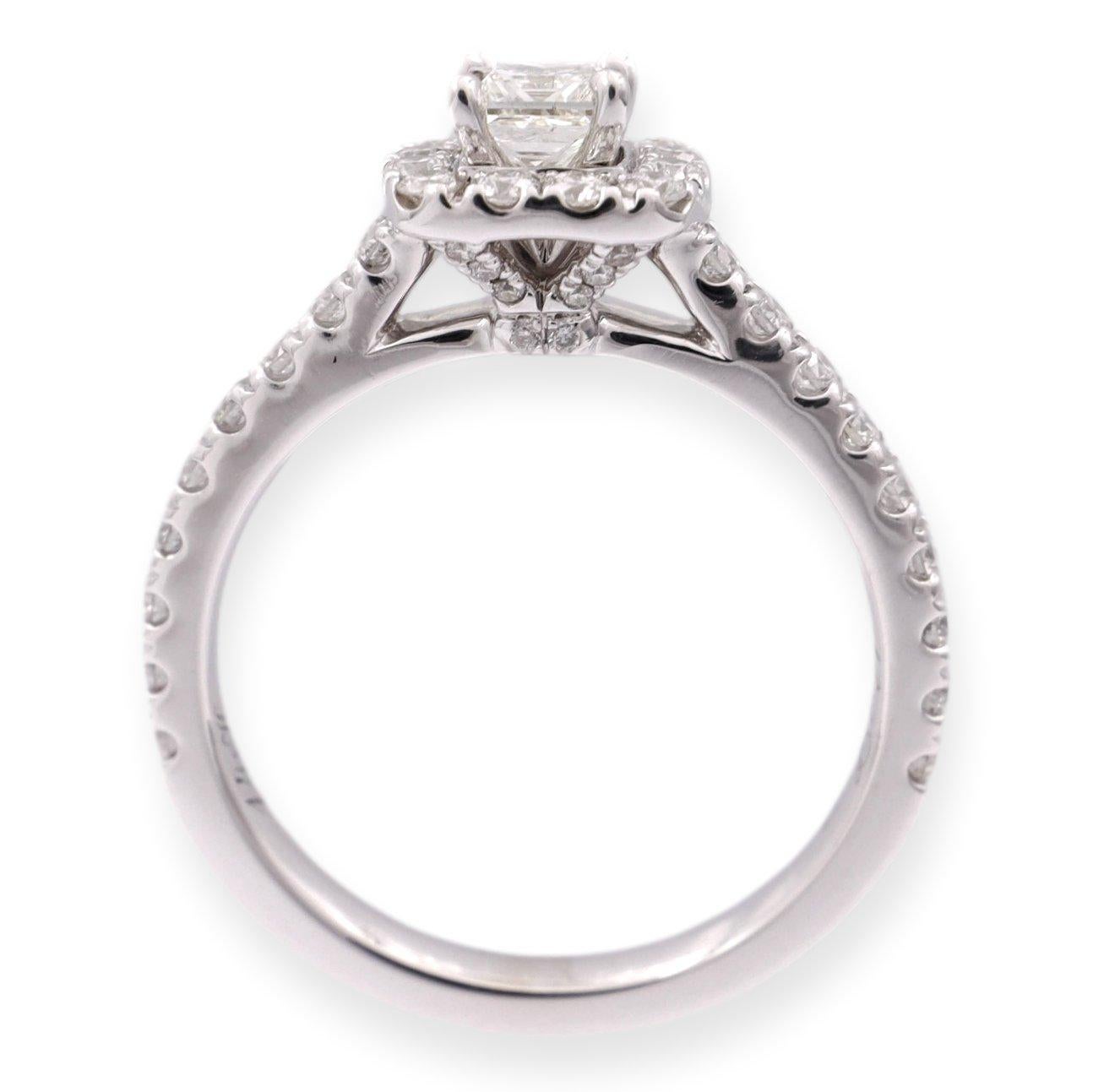 Neil Lane 14K White Gold Cluster .79 Total Weight Round Diamond Engagement Ring For Sale 1