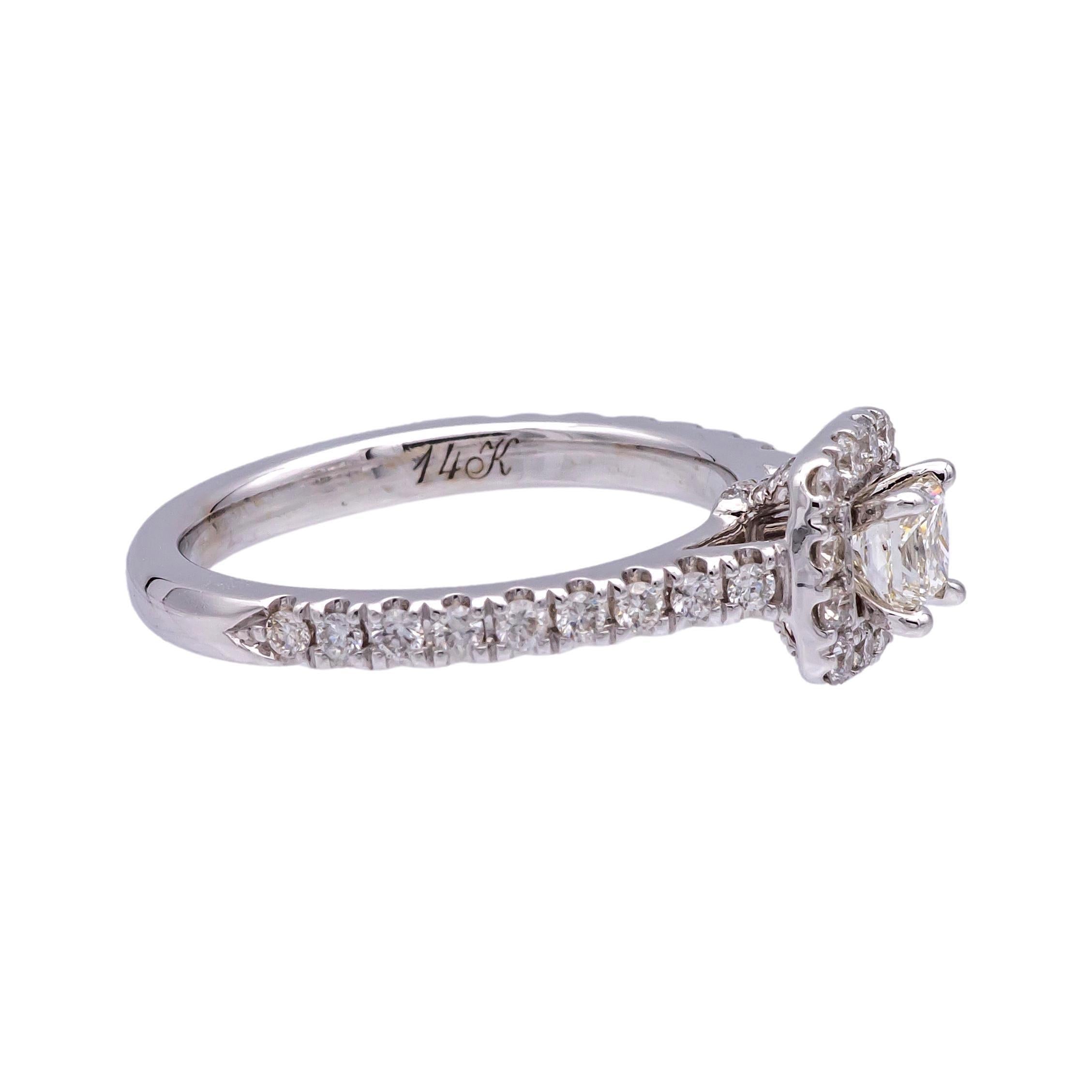 Neil Lane 14K White Gold Cluster .79 Total Weight Round Diamond Engagement Ring For Sale 2