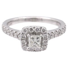 Used Neil Lane 14K White Gold Cluster .79 Total Weight Round Diamond Engagement Ring