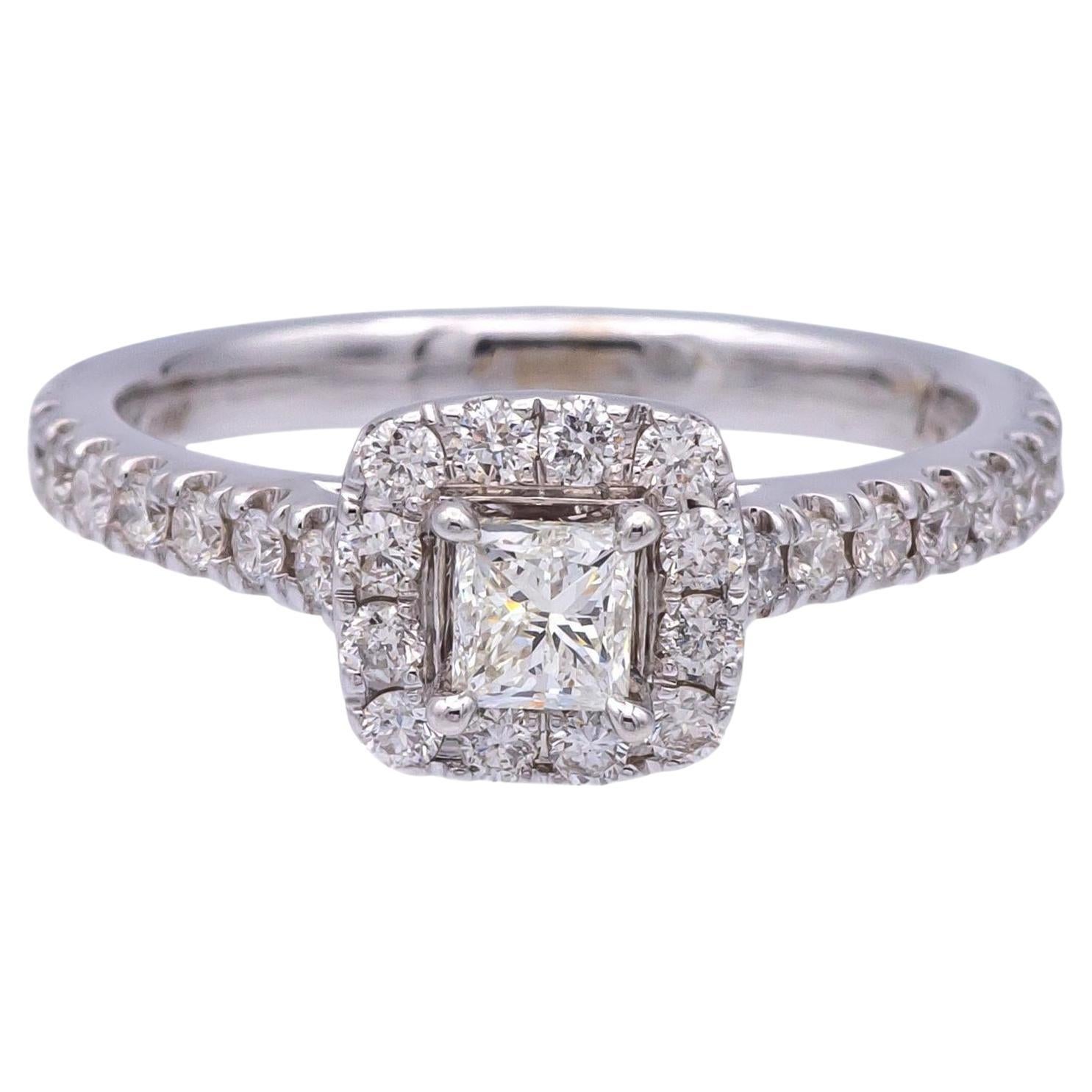 Neil Lane 14K White Gold Cluster .79 Total Weight Round Diamond Engagement Ring