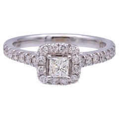 Neil Lane 14K White Gold Cluster .79 Total Weight Round Diamond Engagement Ring