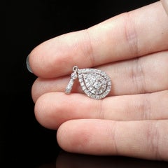 Neil Lane 14K White Gold Diamond Halo Pear Teardrop Pendant Charm Estate