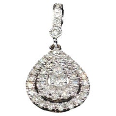 Neil Lane 14K White Gold Diamond Halo Pear Teardrop Pendant Charm Estate