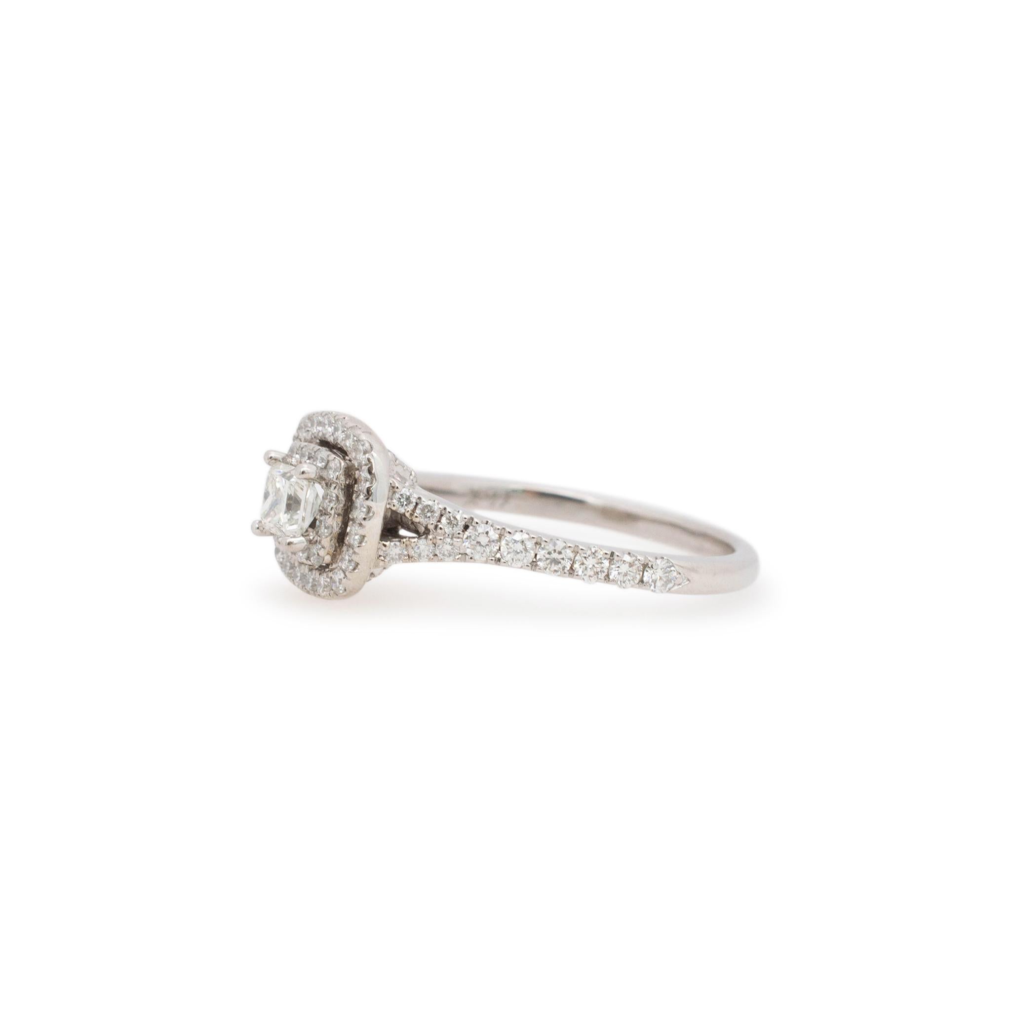 Neil Lane Verlobungsring aus 14 Karat Weißgold mit doppeltem Halo-Diamant im Prinzessinnenschliff (Carréschliff)